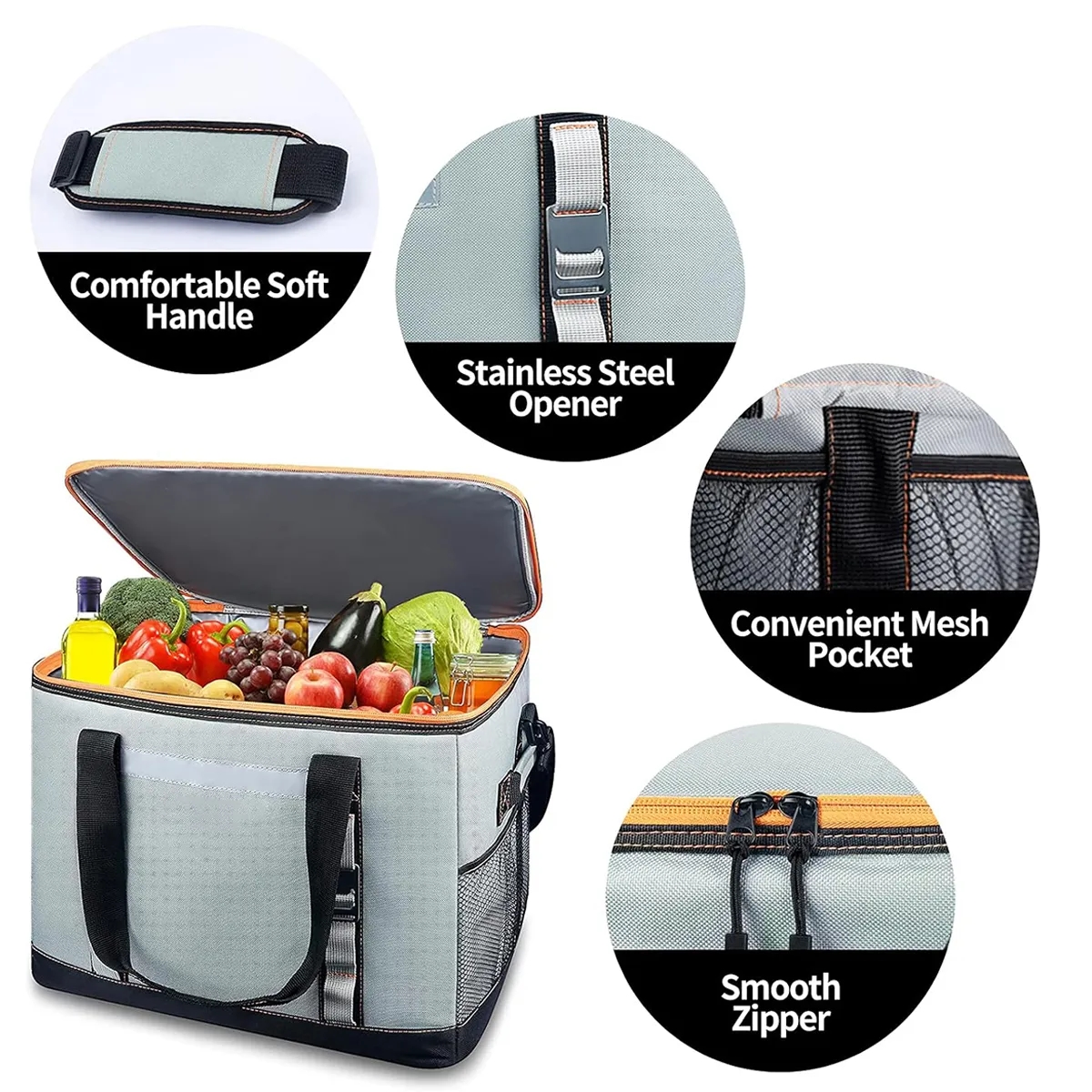 48L Large Soft Sided 65 Cooler Can Insulated Bag with Strap 3