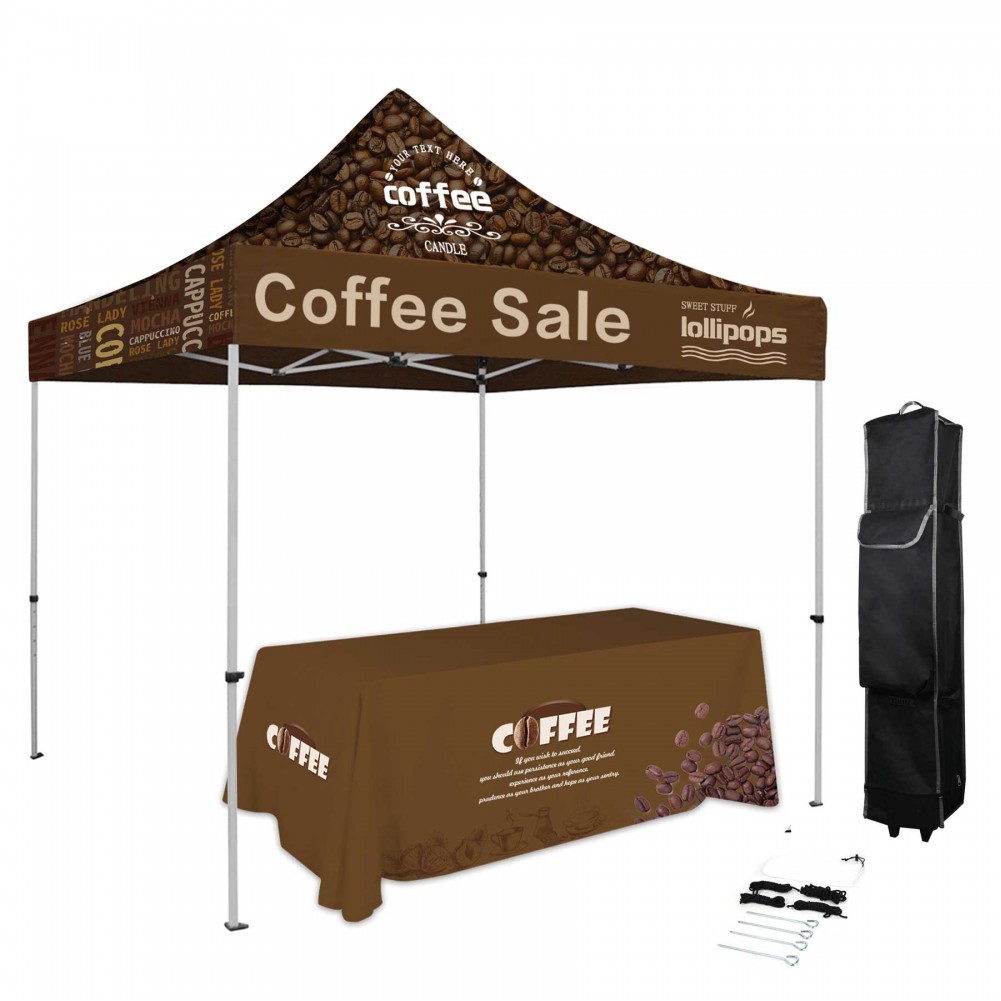 10'X10' White Steel Frame Canopy Tent With 6' Table Cover 2