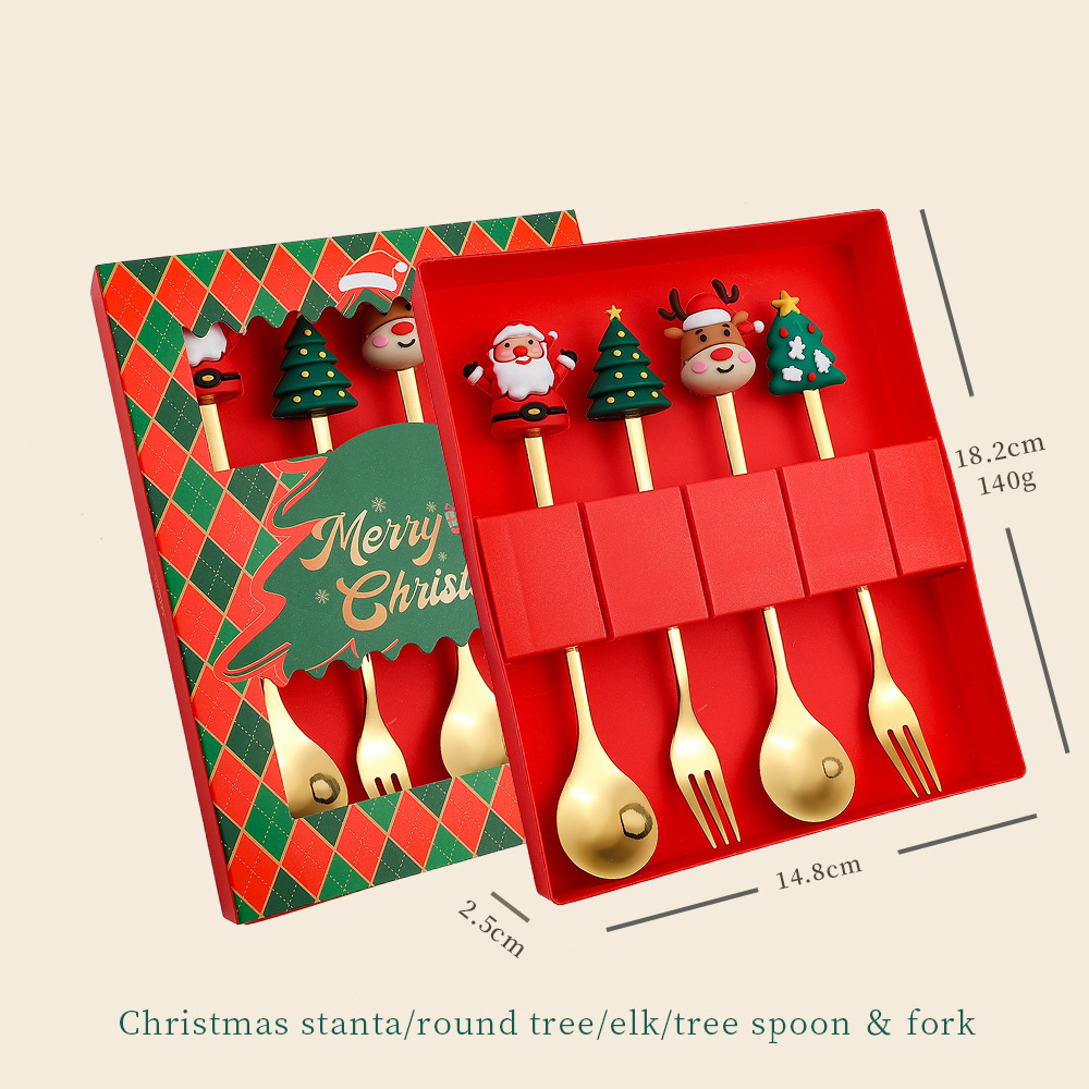 Christmas Stainless Steel Spoon And Forks Set 2