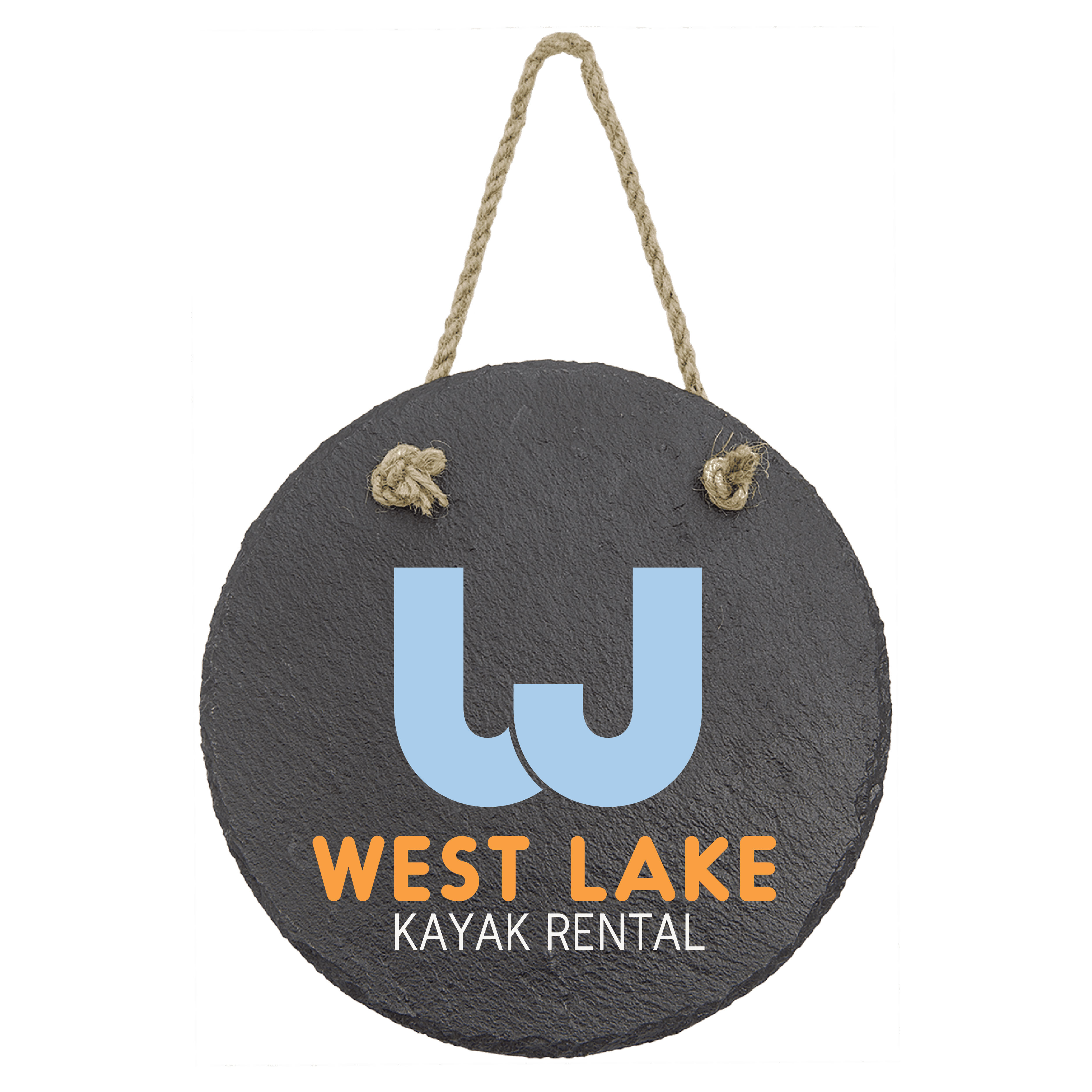 7" Round Slate Decor with Hanger String