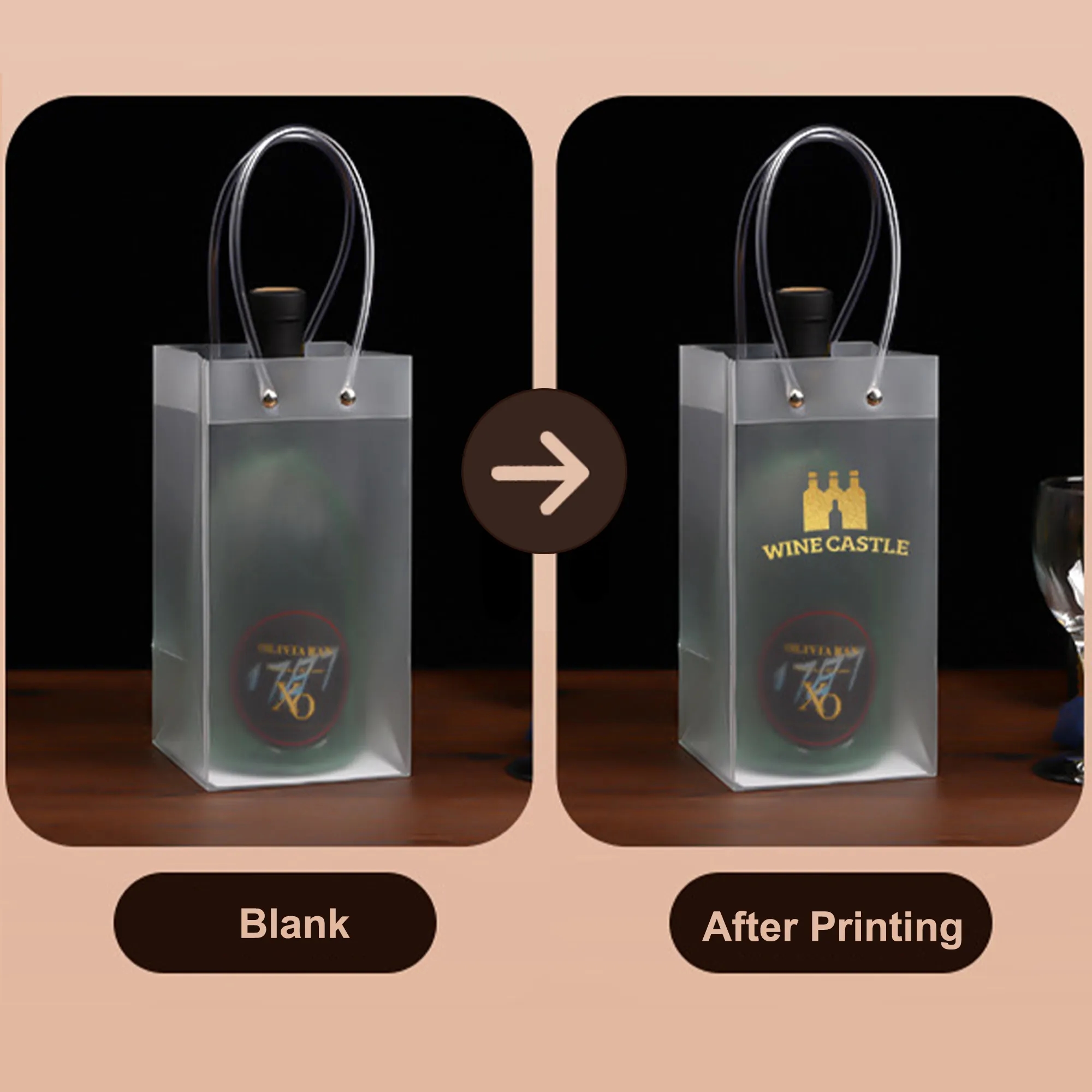 Clear PVC Wine Bottle Cooler Bag with Handles 6
