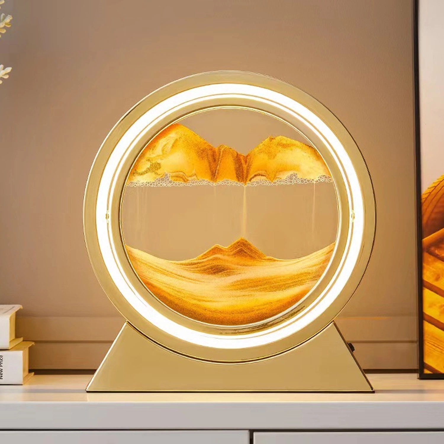 3D Moving Sandscapes With Led Light Rotating Table Lamp 4