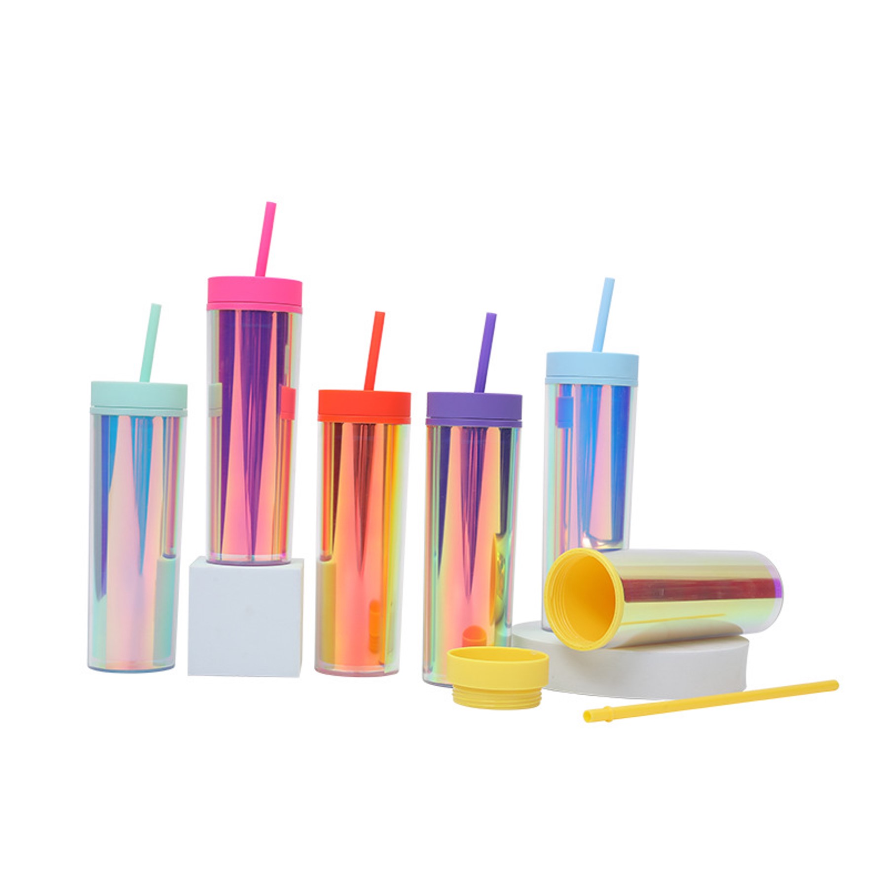Dazzling Color Double Wall Straw Cup (direct import) 4