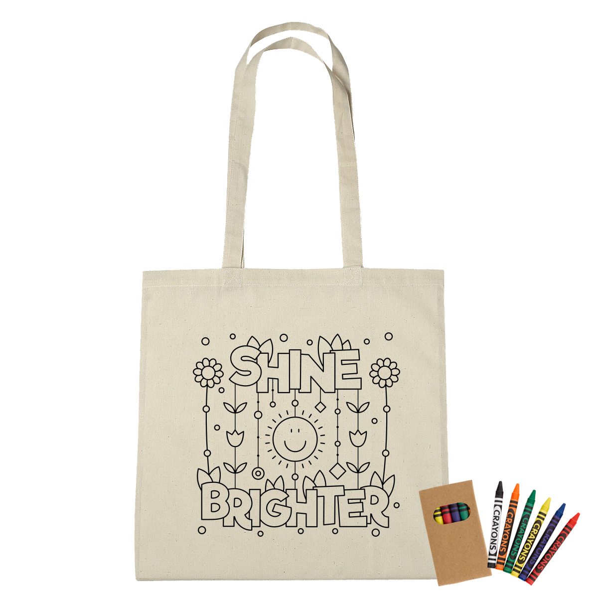 100% Cotton Coloring Tote Bag With Crayons 5