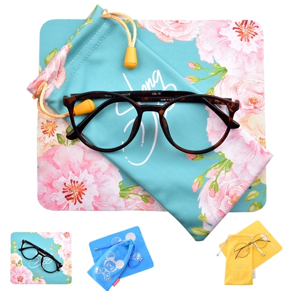 Rpet Microfiber Lens Cloth with Drawstring Pouch 5