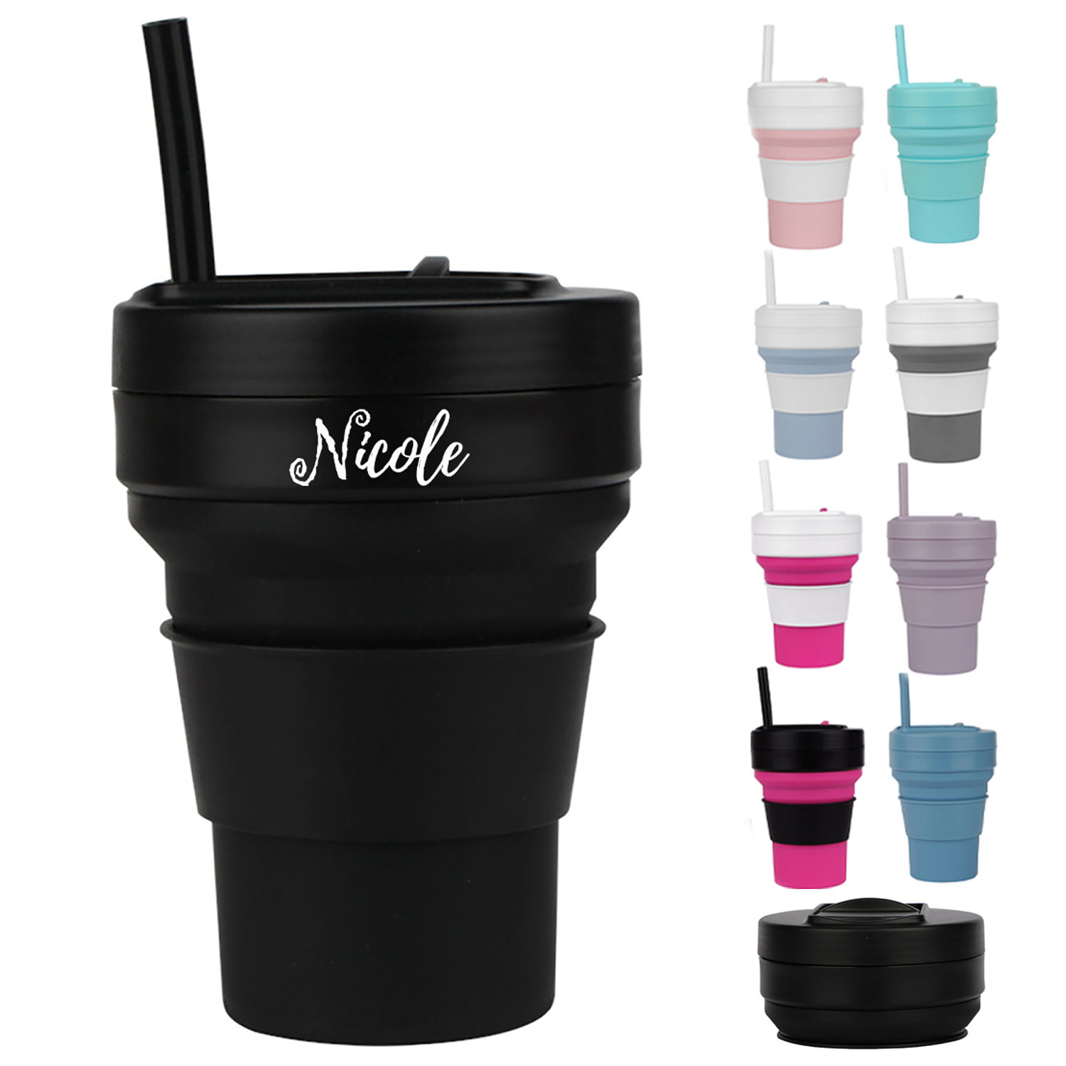 11 Oz Folding Travel Mug W/ Straw 10