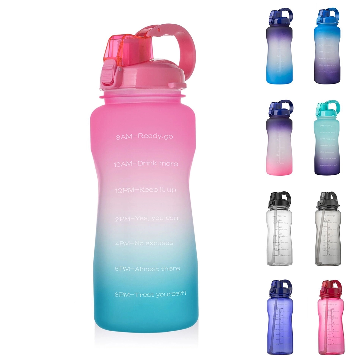 64oz Motivational Water Bottle with Time Marker & Straw 1