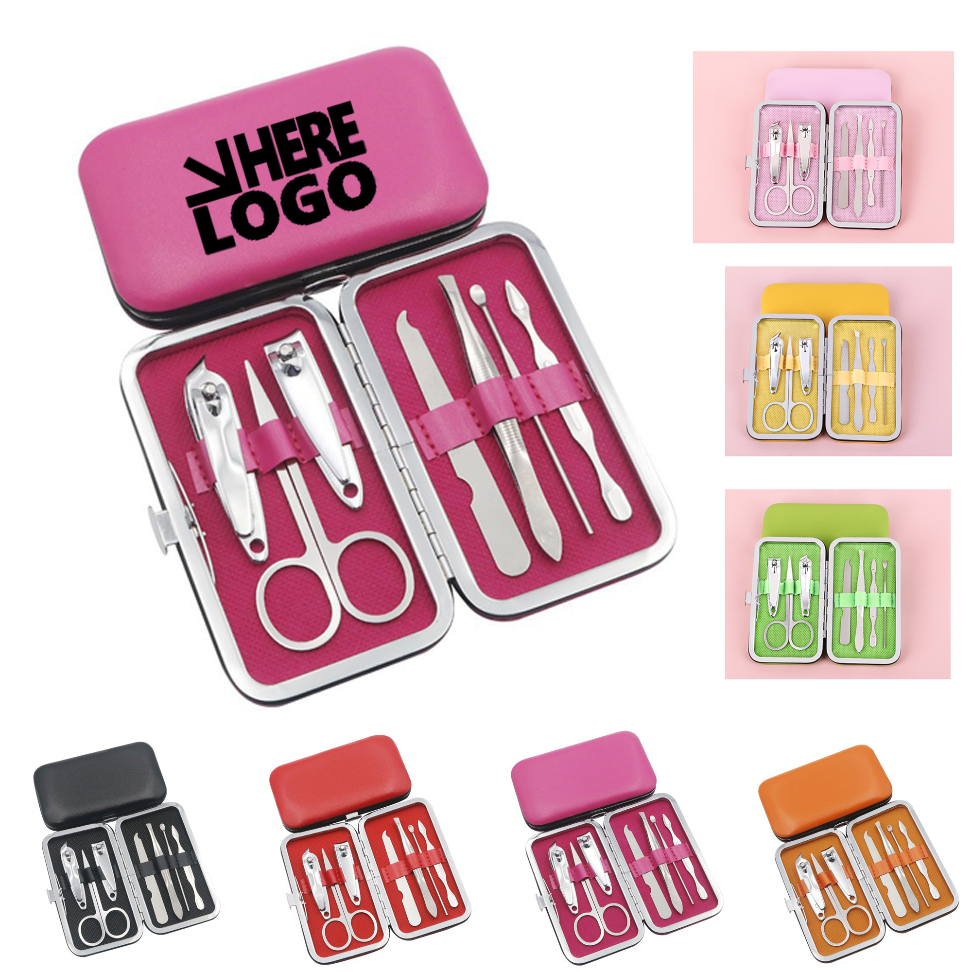 Stylish 7-Piece Faux Leather Manicure Set 1