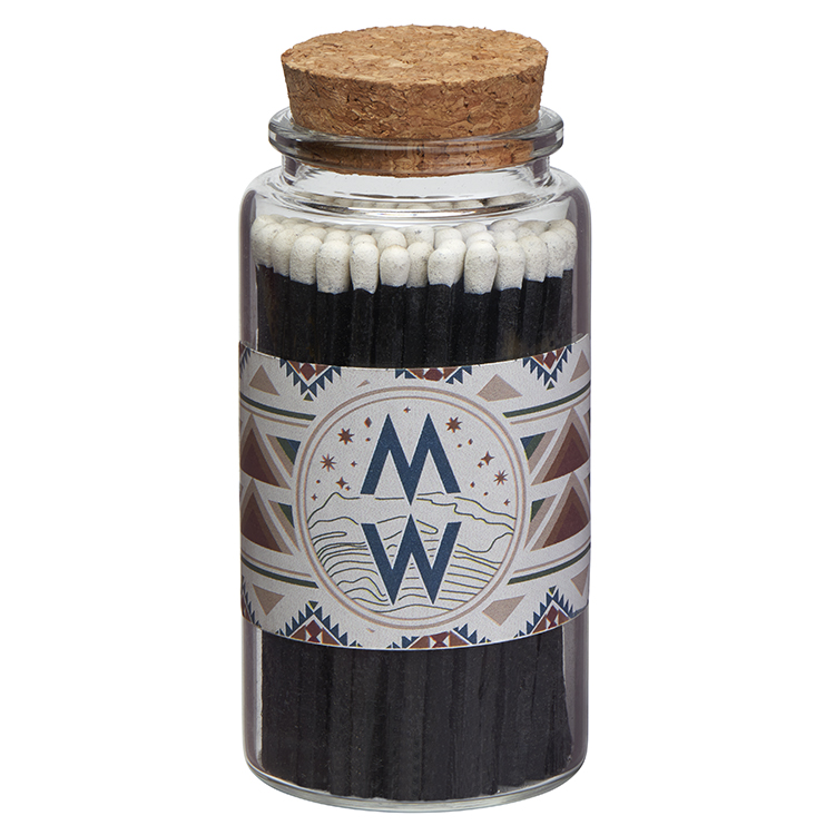 "Aglow" Glass Match Stick Jar - w/ Full Color Label - 80 count 4