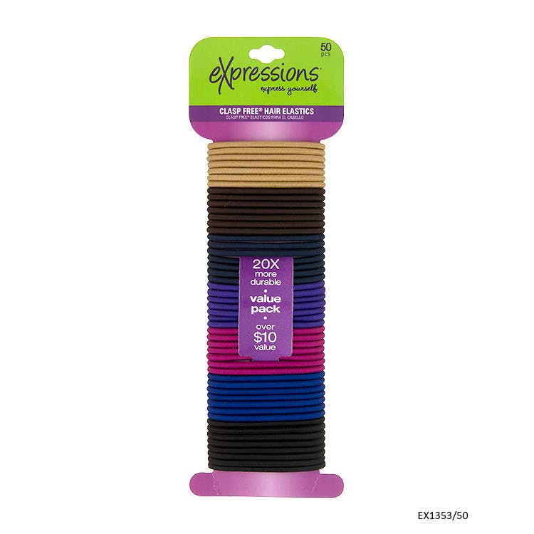 Basic Hair Elastics - 50 Pack Assorted Colors 2