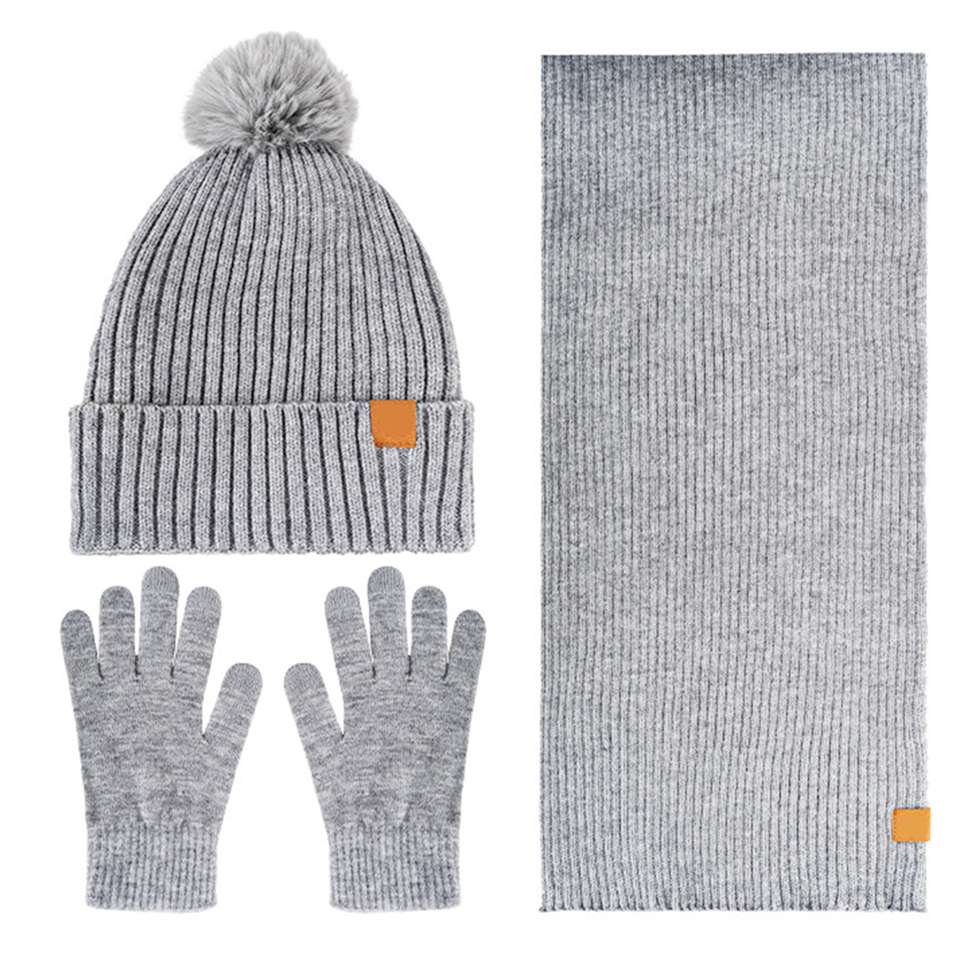 Multi Color Warm Winter 3 Piece Set Pom Beanie Scarf And Gloves 4