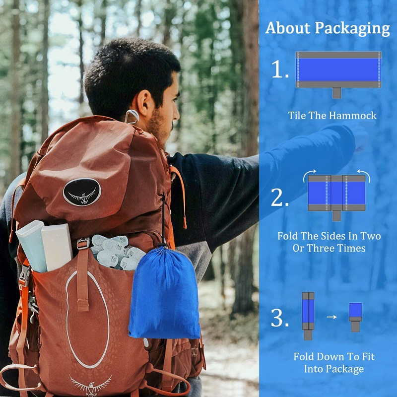 Outdoor Camping Portable Hammock for Double Men with 2 Tree Straps 2 Carabiners 3