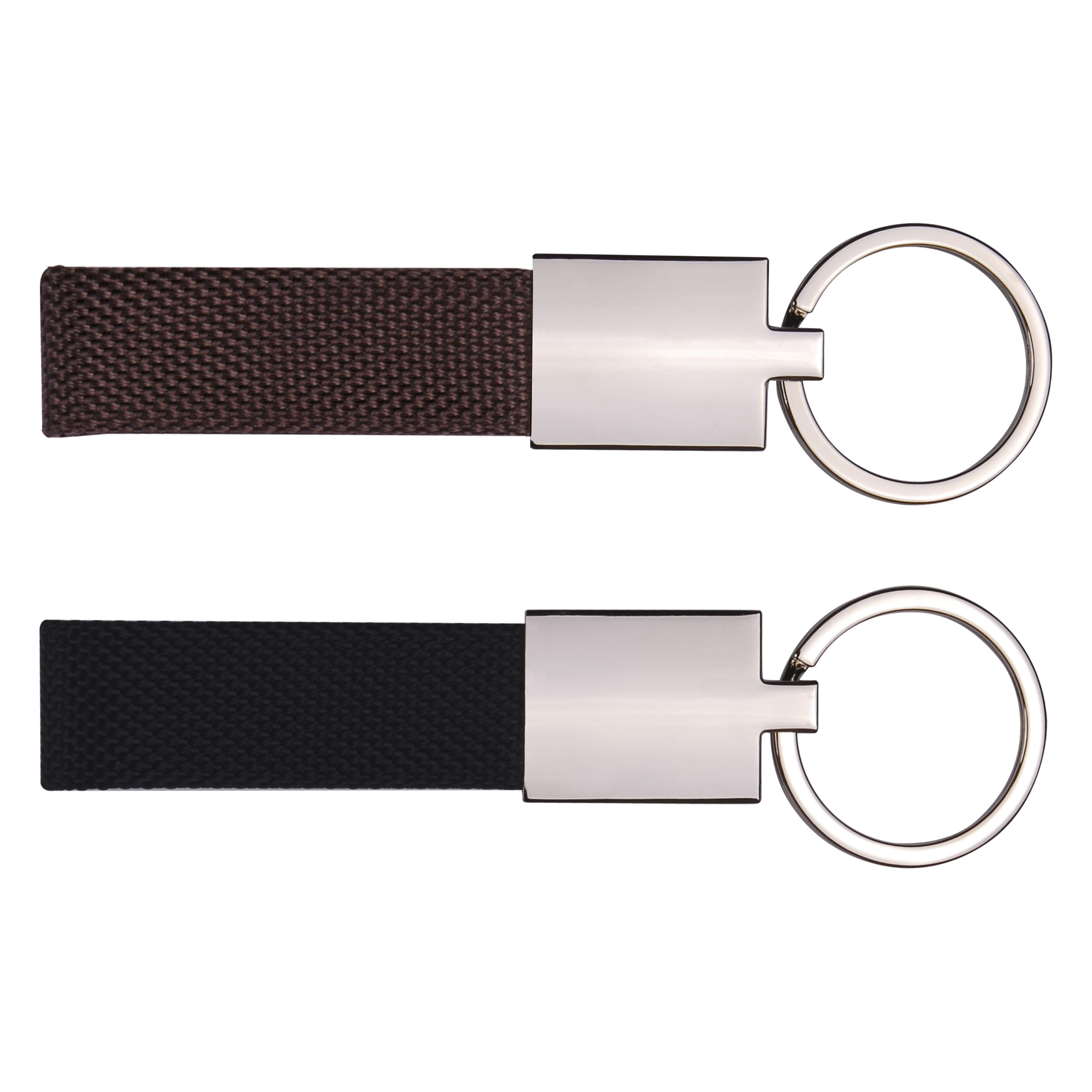 Canvas Metal Key Chain with Shiny Nickel Finish 2