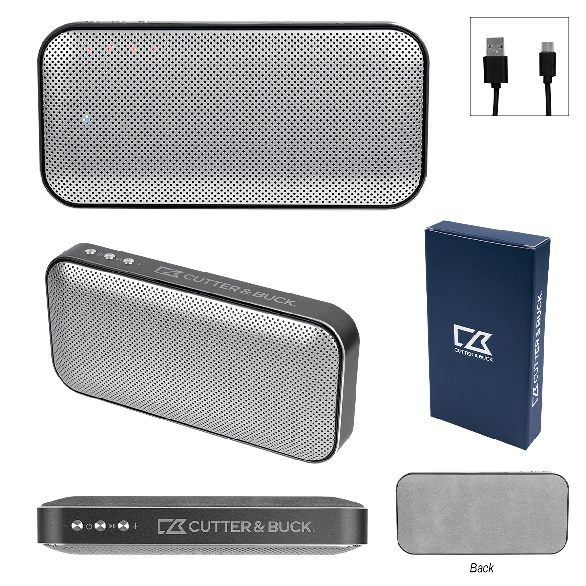 Cutter & Buck® Aluminum Suede Speaker And Power Bank 1