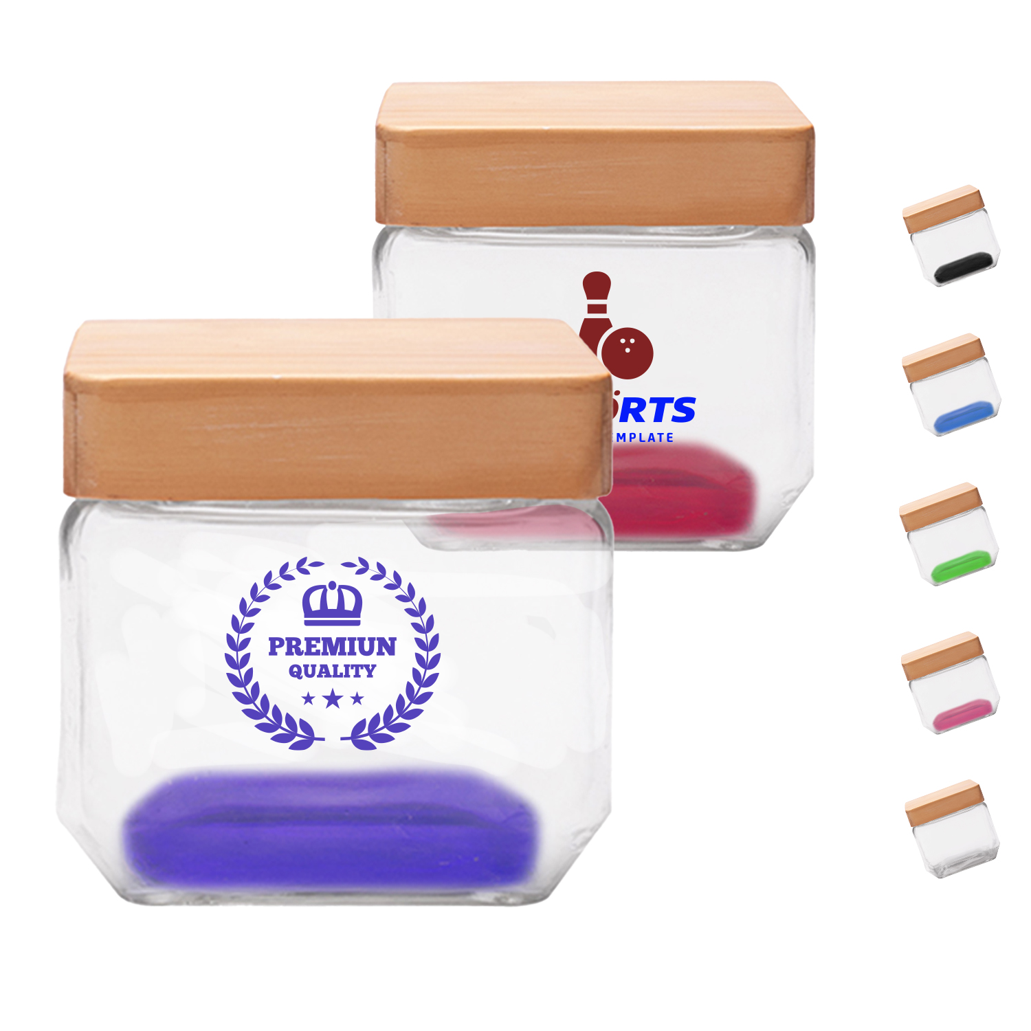 27 oz. Wooden Top Glass Candy Jars 1