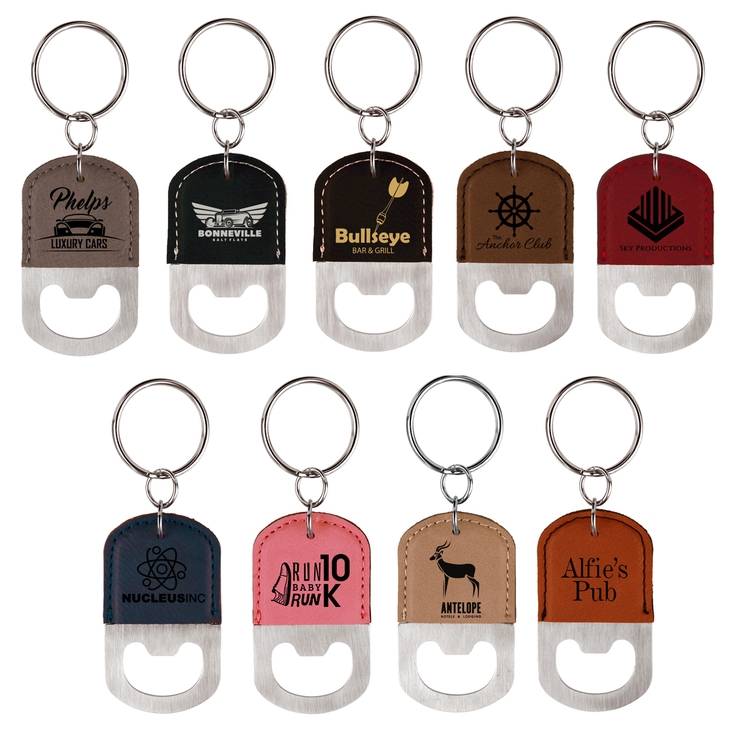 Sleek Round-Top Leatherette Bottle Opener Keychain 1
