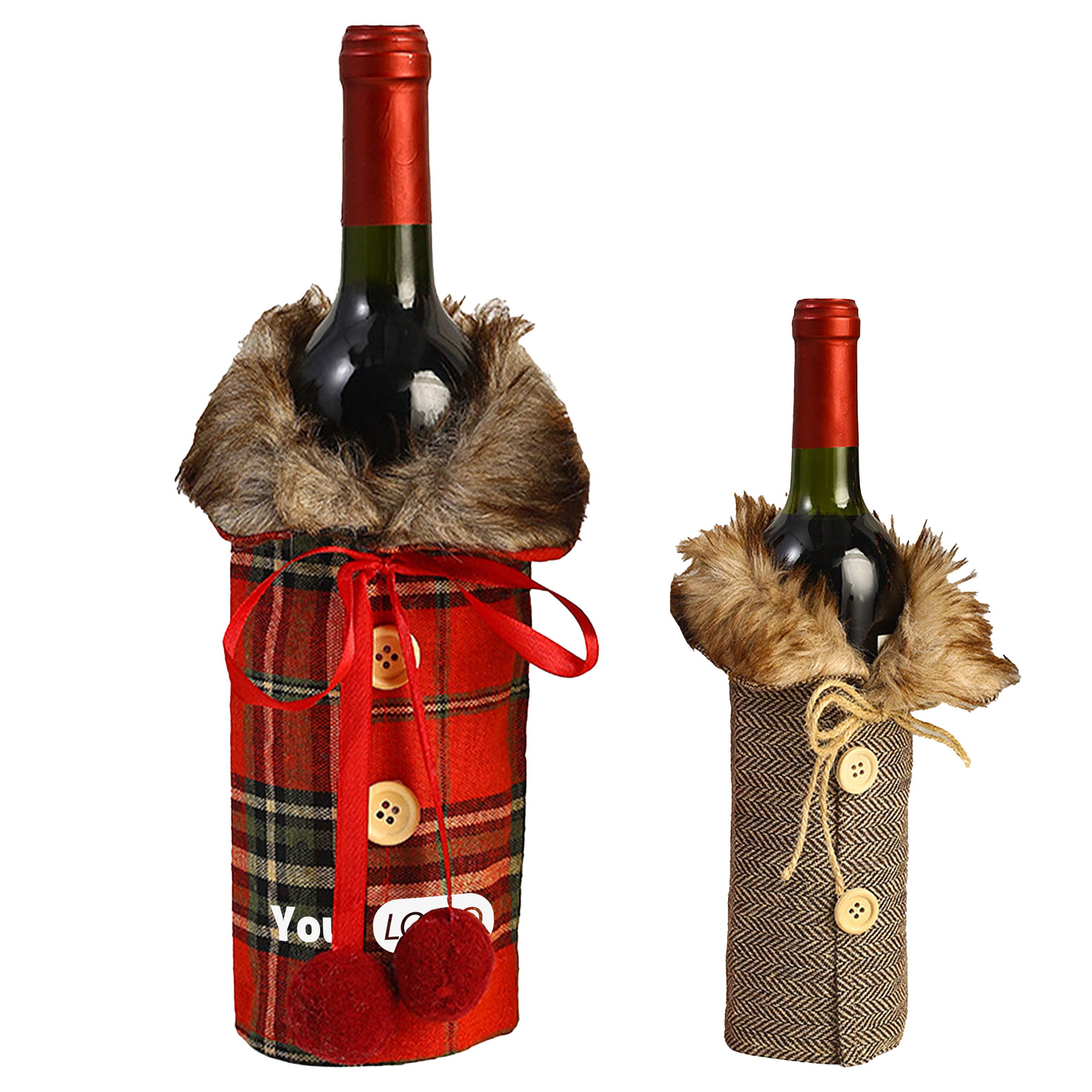 Other Fabric Christmas Bow Holiday Decoration Wine Bottle Cover 1