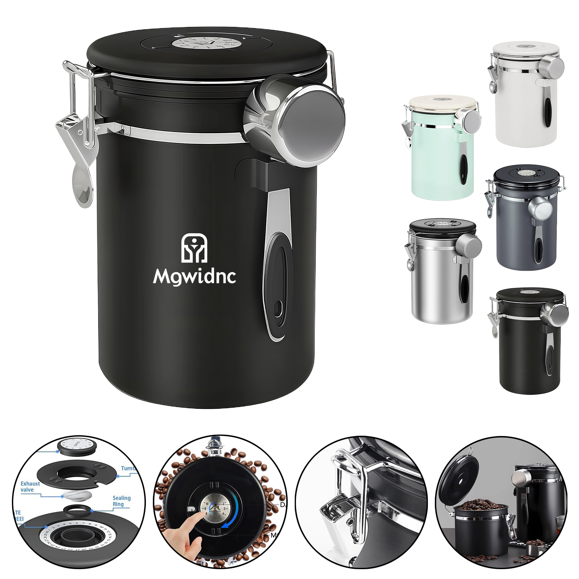 1.8L Coffee Bean Storage Canister with One-Way Valve 3