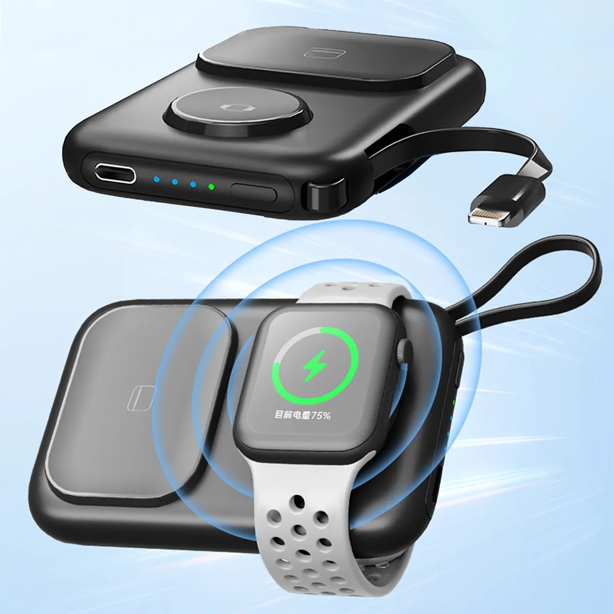 3 In 1 5000mAh Portable Power Bank With Built In Cables 6