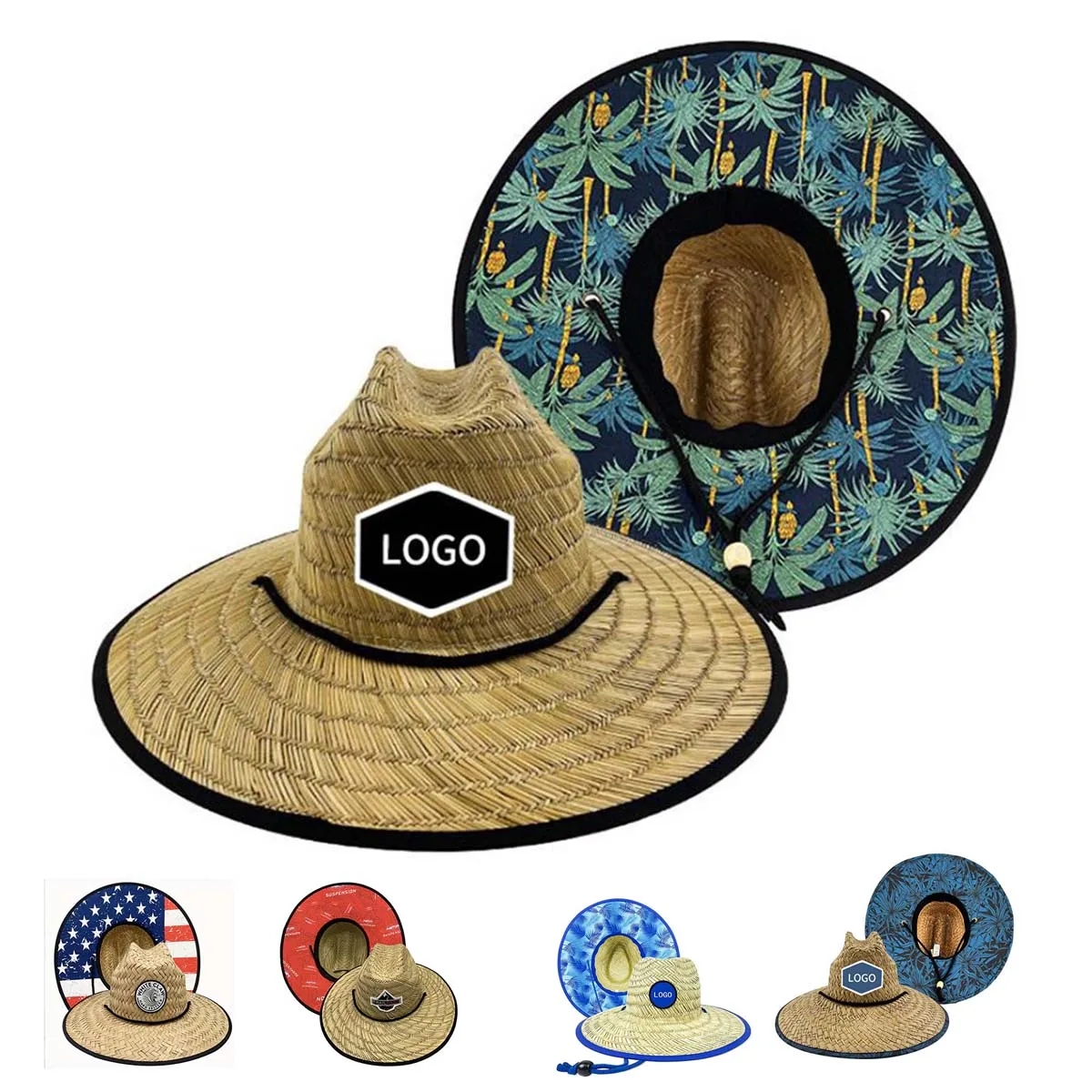 Summer Wide Brim Straw Woven Fisherman Hat With Woven Patch 7