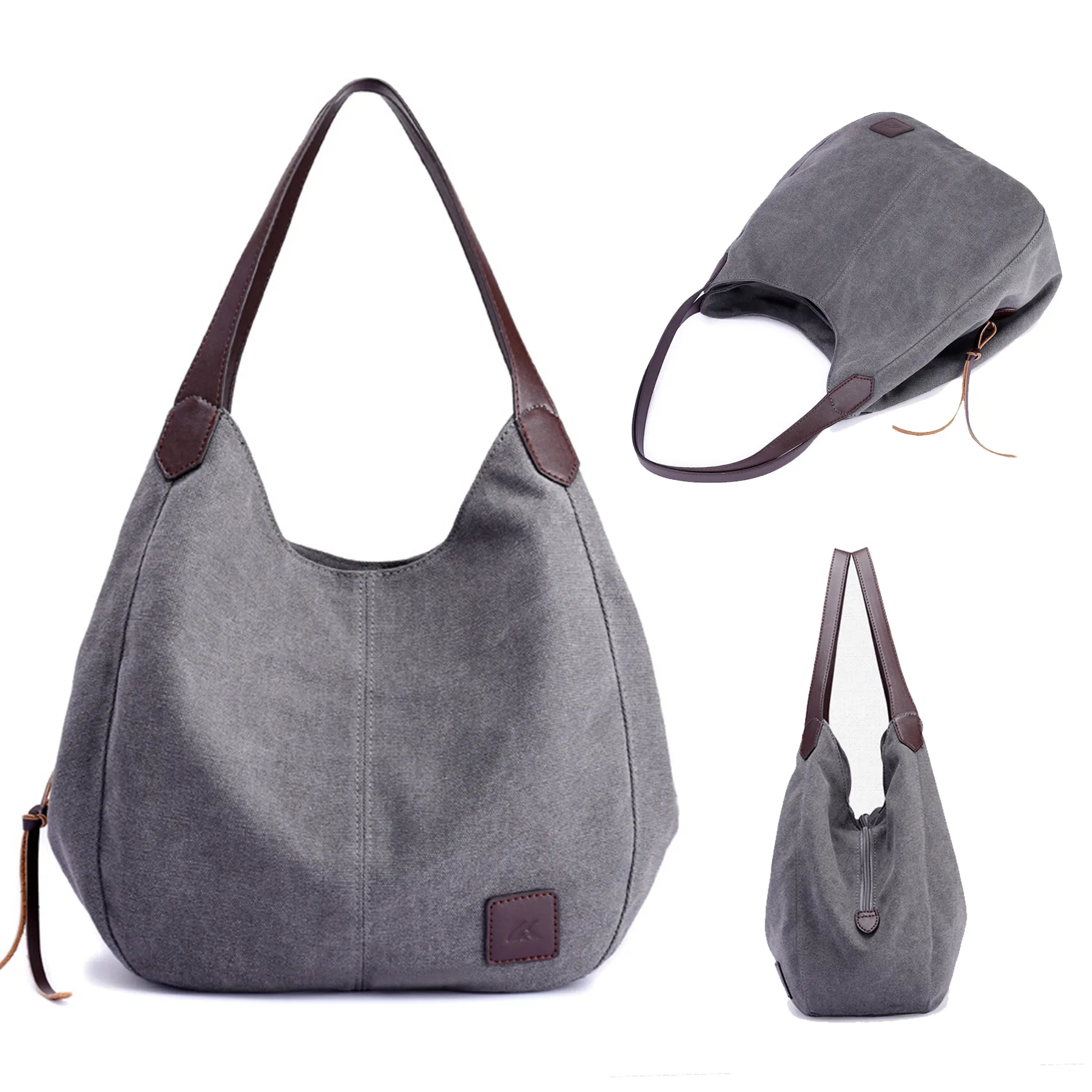 Canvas Women's Multi-pocket Tote Bag, custom tote bag with logo imprint 2