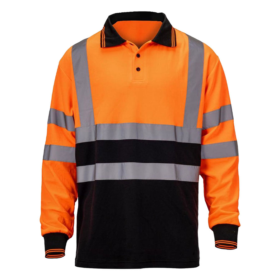 VISIPRO Long Sleeve Reflective Front Colorblock Safety Polo - BirdsEye Mesh - ANSI 107-2020 Class 3
