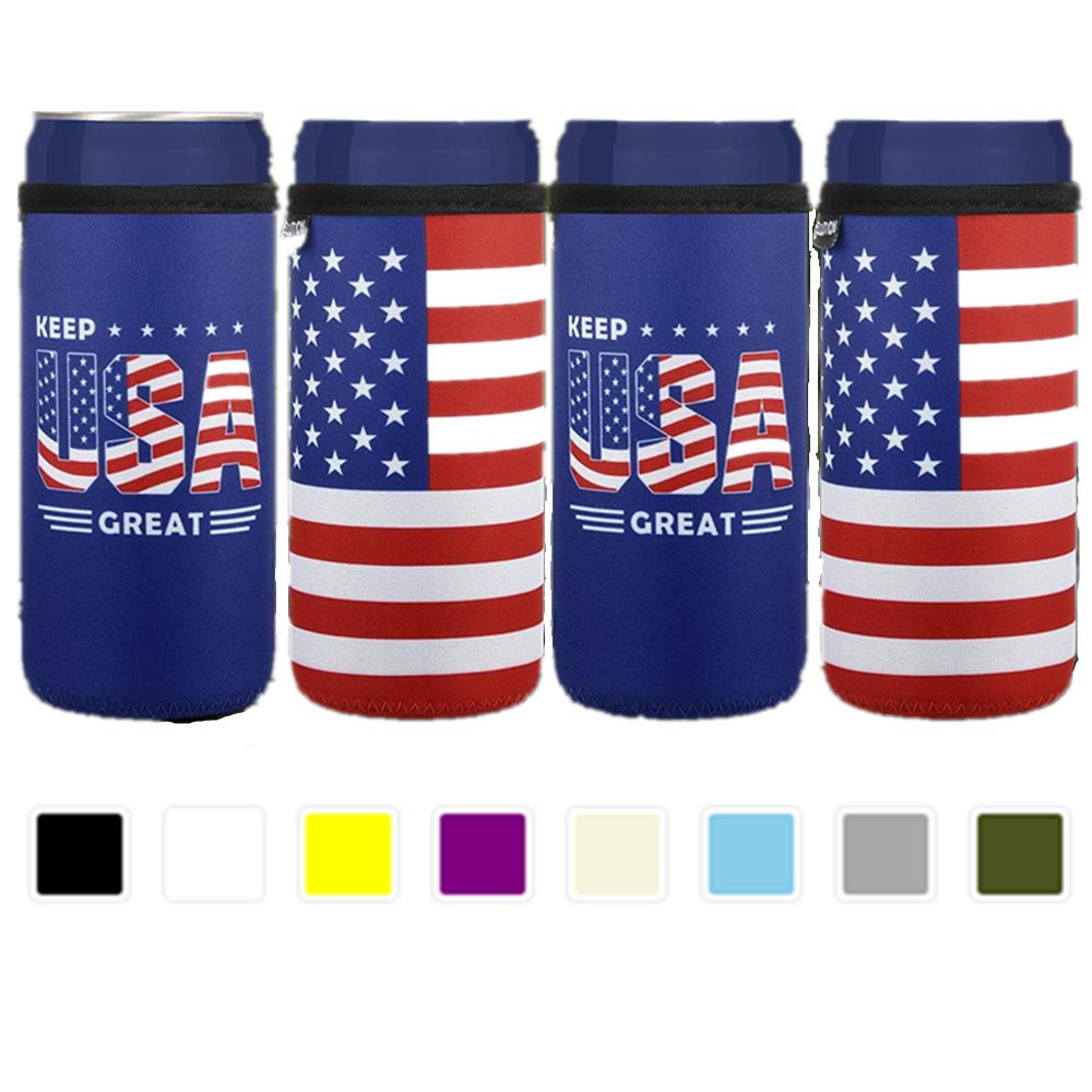 American Flag Neoprene Slim Can Coolie, custom koozie with logo imprint 2