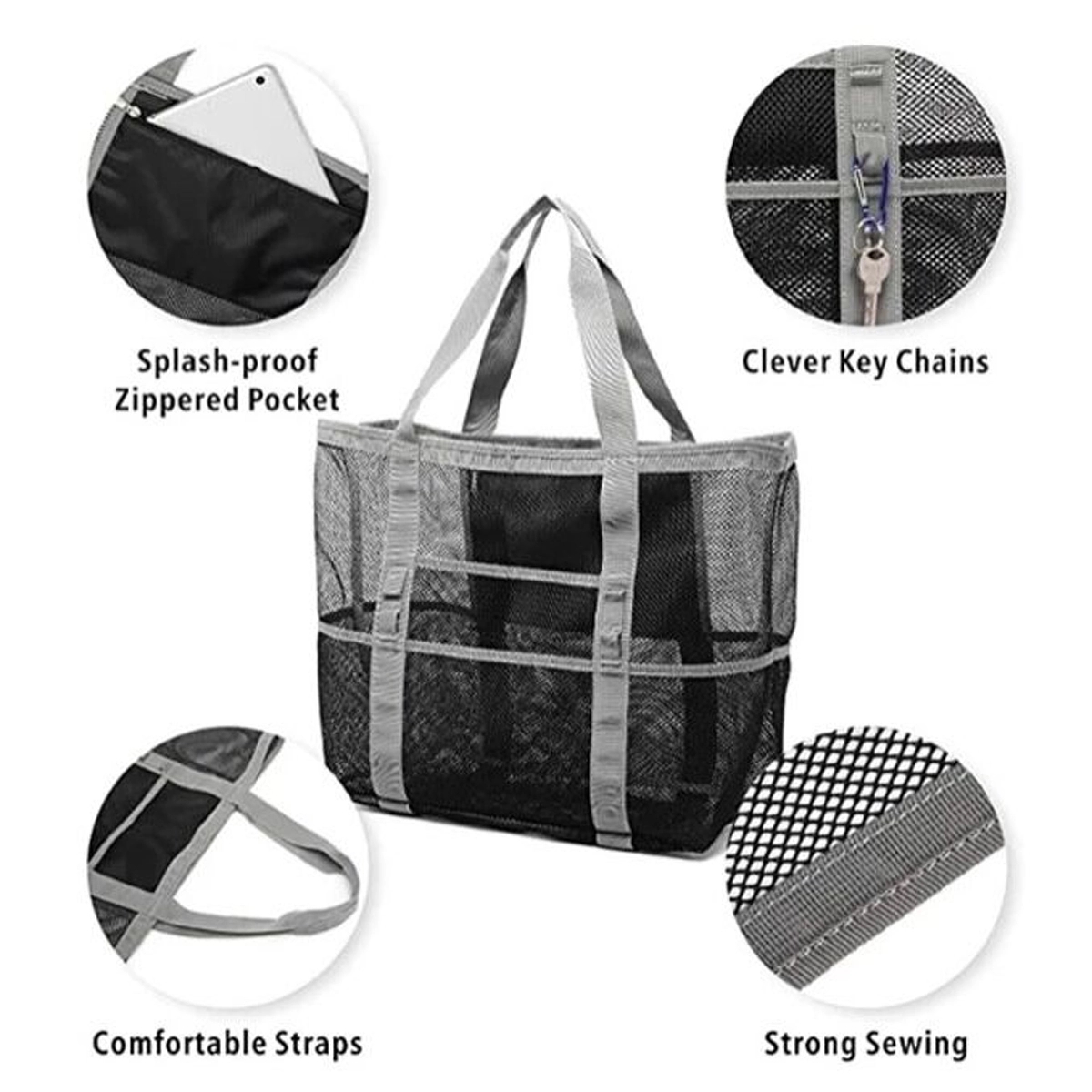 Large Mesh Picnic Bag, custom tote bag with logo imprint 6