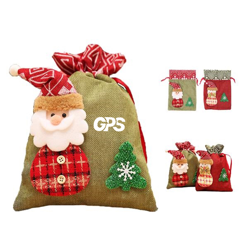 11 3/4 " Christmas Drawstring Candy Bags Apple 1