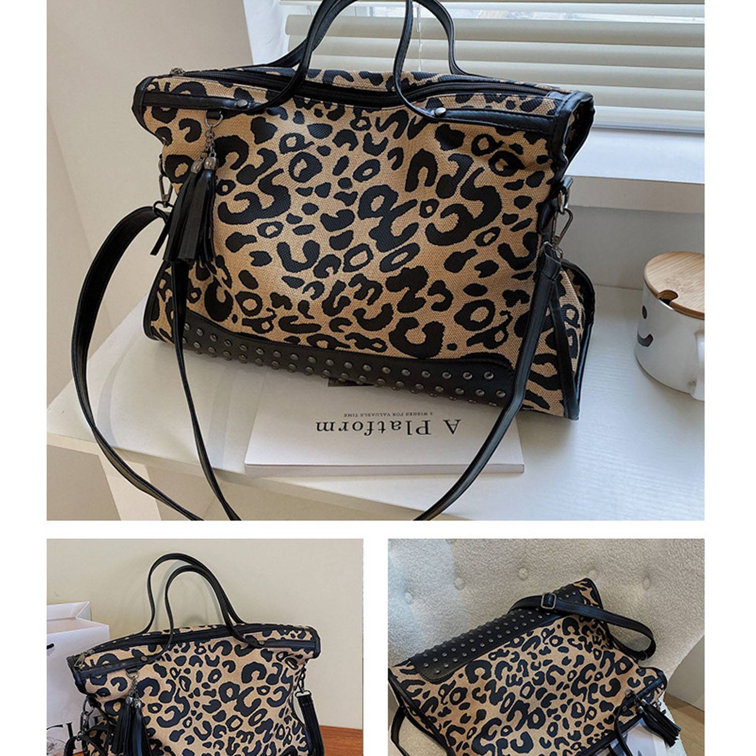 Leopard print single-shoulder bag 4