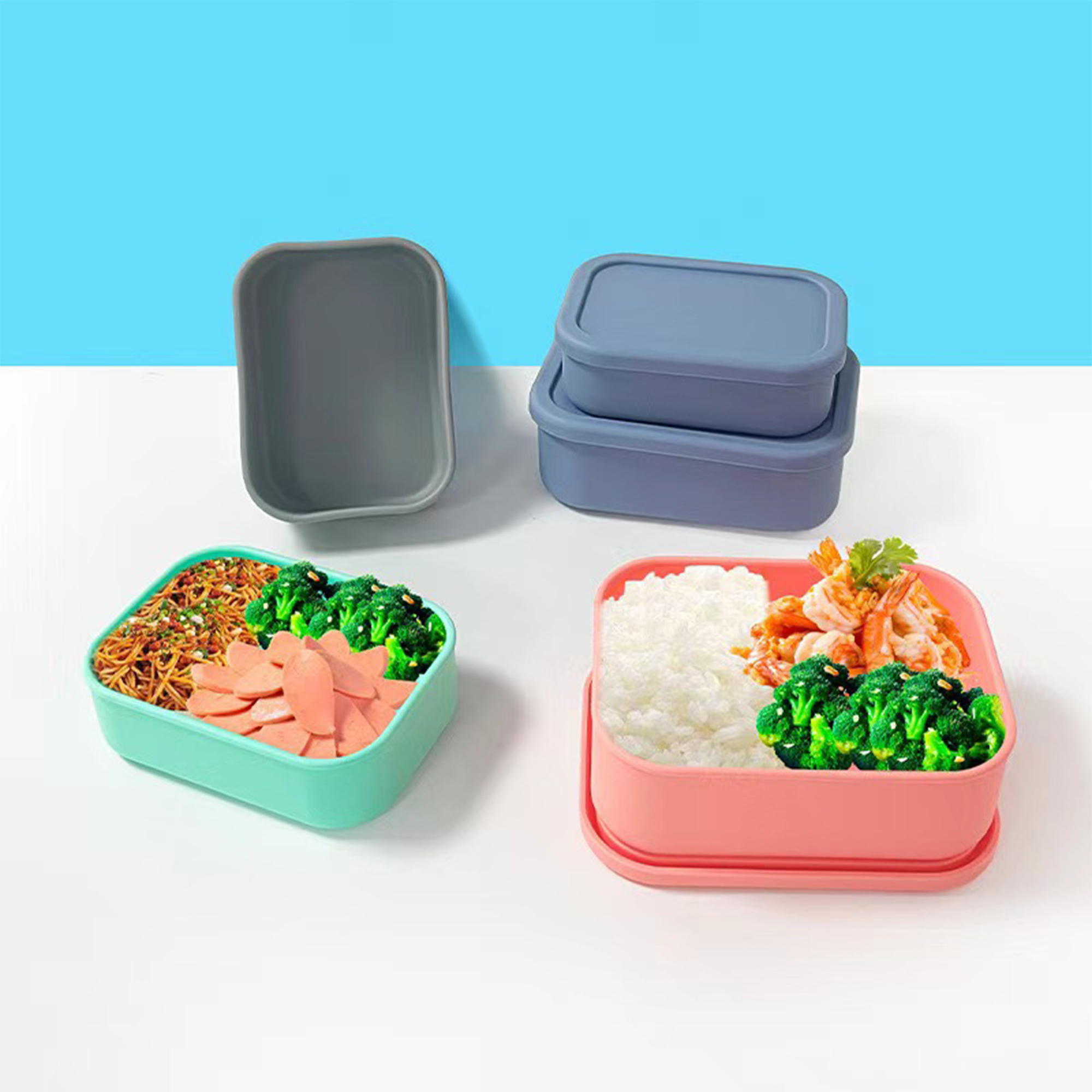 Rectangular Food-Grade Silicone Lunch Box 4