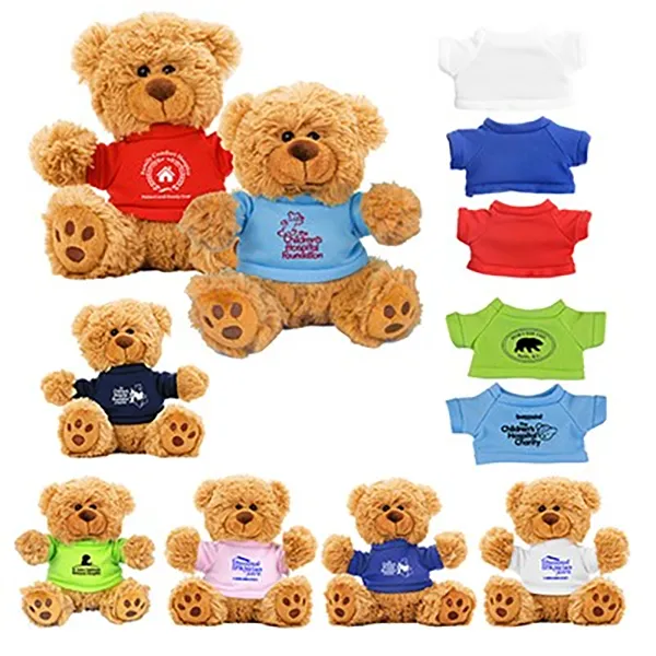 6" Plush Teddy Bear With Choice of T-Shirt Color 8
