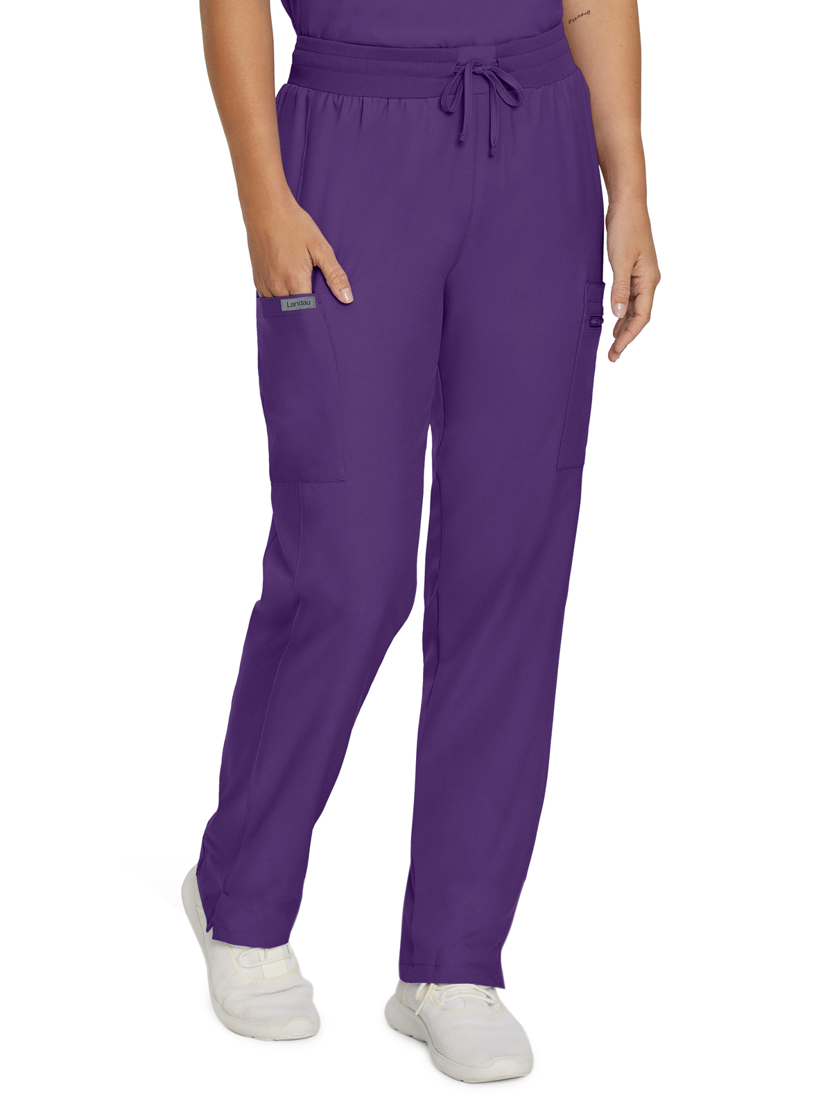 Landau - Forward - Women's Seven-Pocket Mid-Rise Rib-Knit Elastic Waist Cargo Pant 66