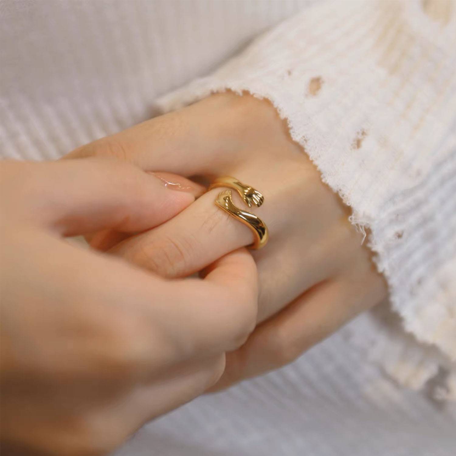 Alloy Love Hug Opening Adjustable Ring 4
