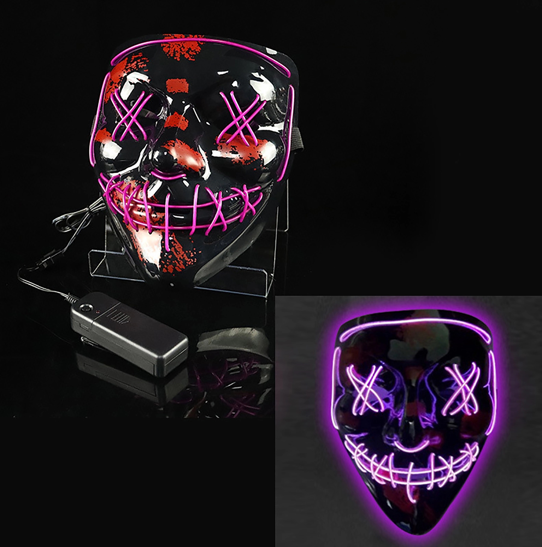 Scary LED Halloween Mask Cosplay Light Up for Men Women Kids 8