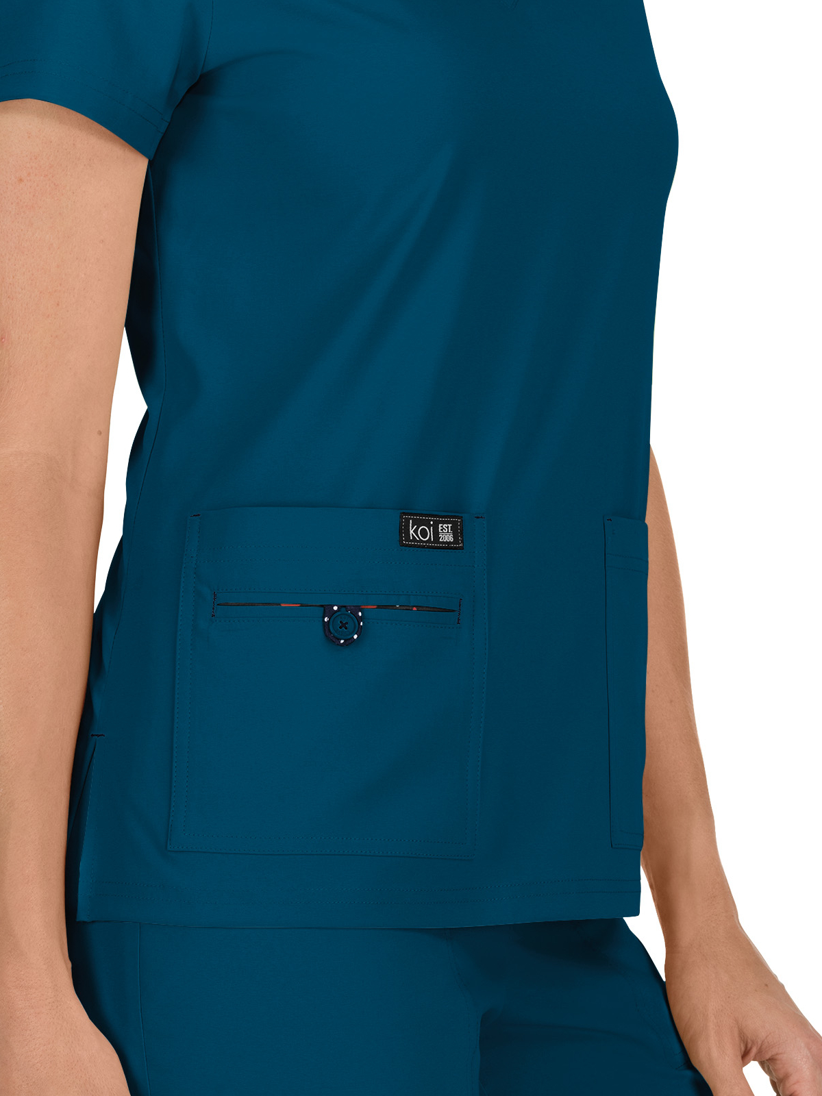 koi - Basics - Women's Four-Pocket Stretch V-Neck Becca Top 27