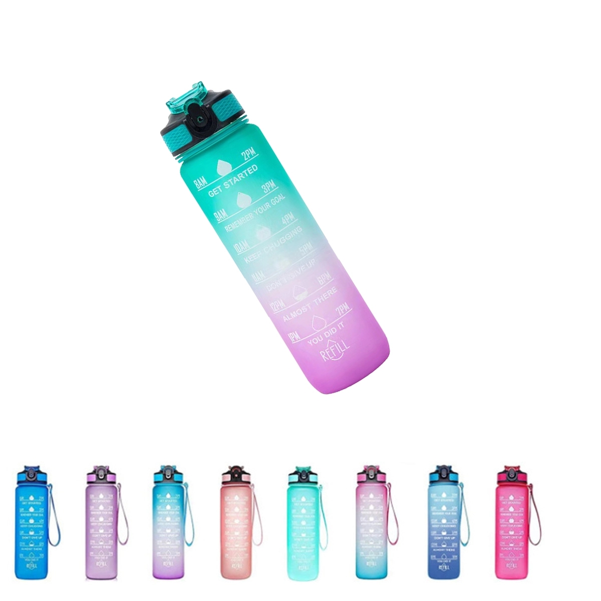 32 Oz Water Bottle With Time Marker Carry Strap 2