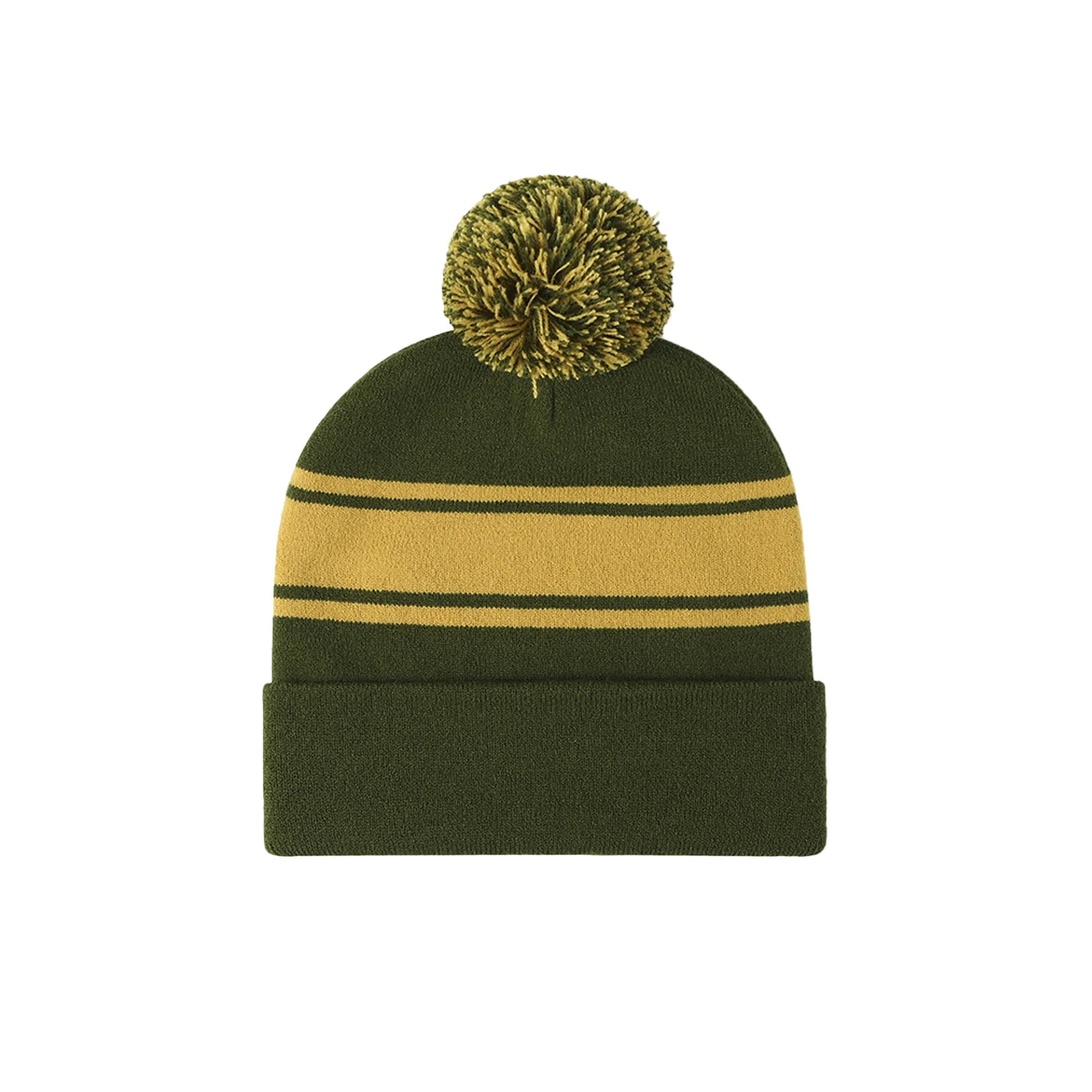 Two-tone Knit Pom Beanie With Cuff 2