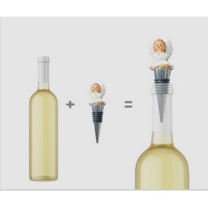 Elegant 4 Piece White Angel Cupid Wine Stopper Set 6