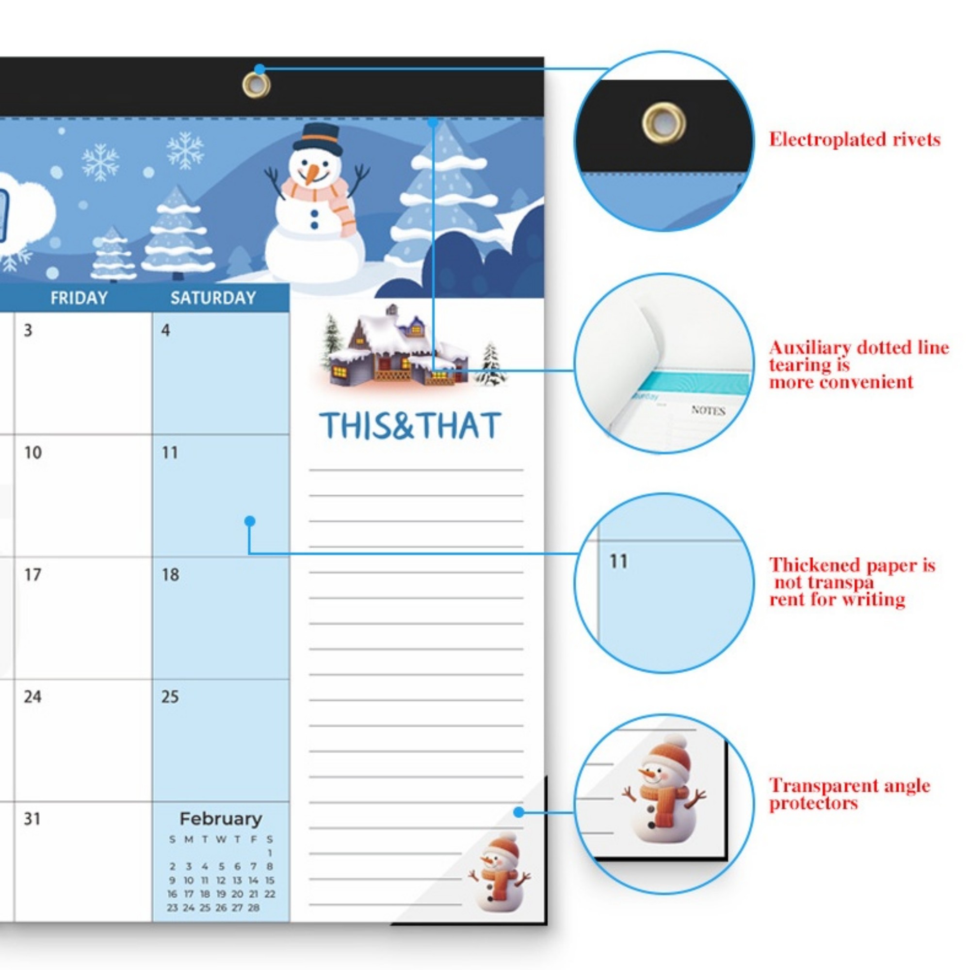 18 Months 17"*12" Cartoon Wall Calendar From Jan 2025 To June 2026 5