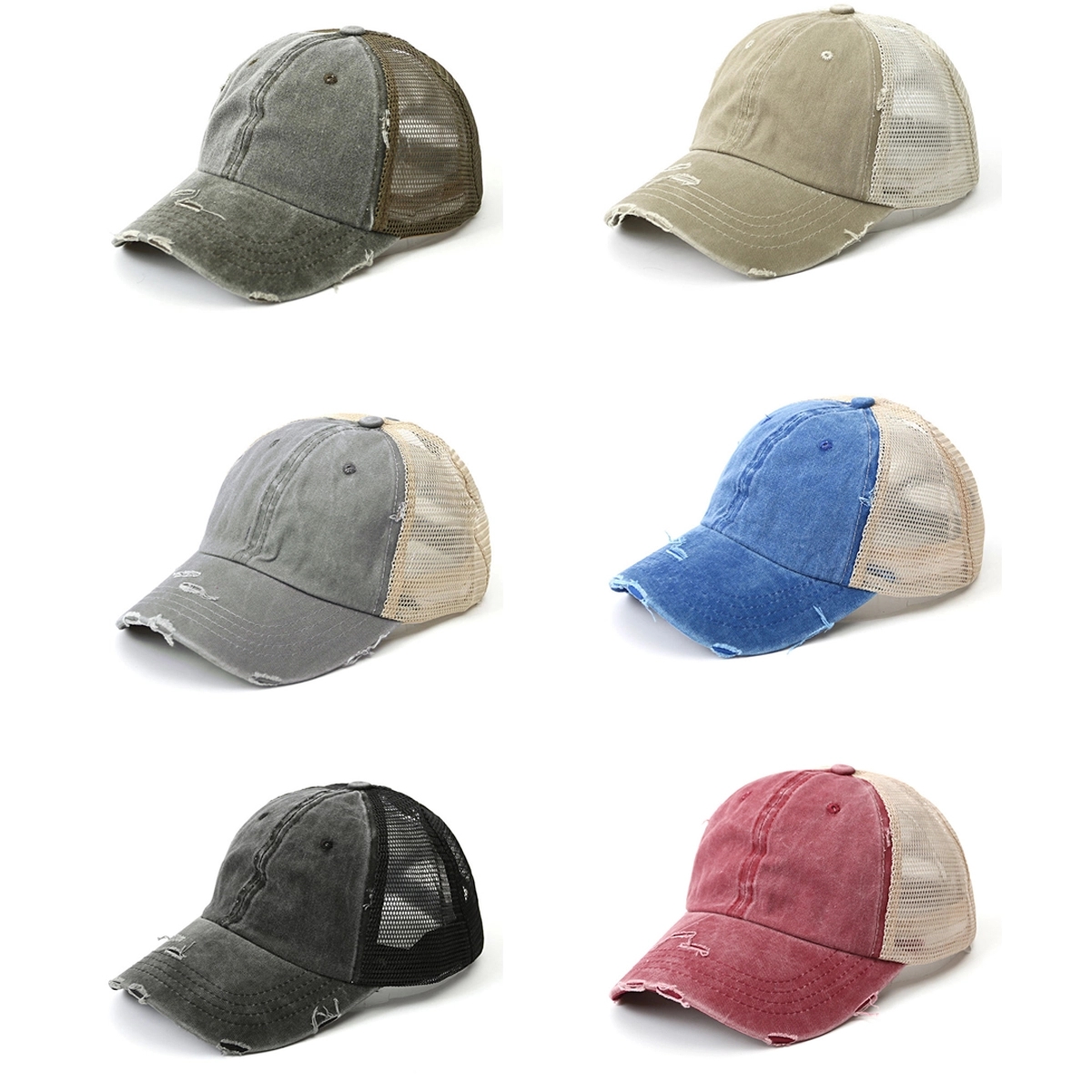 Criss Cross Ponytail Hat Messy Bun Trucker Ponycap 5