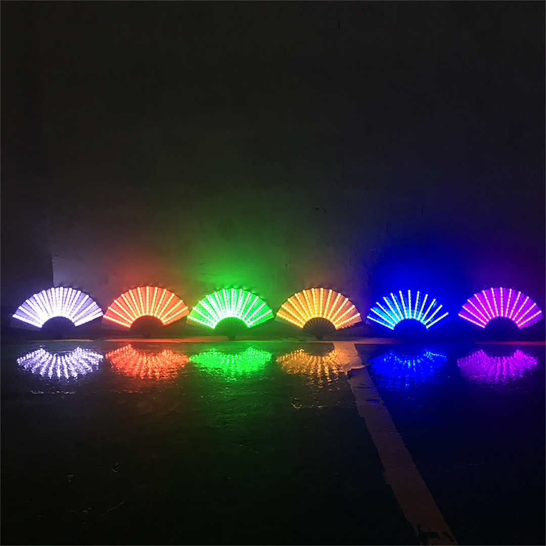 LED Luminous Plastic Frame Crafted Folding Fan 2