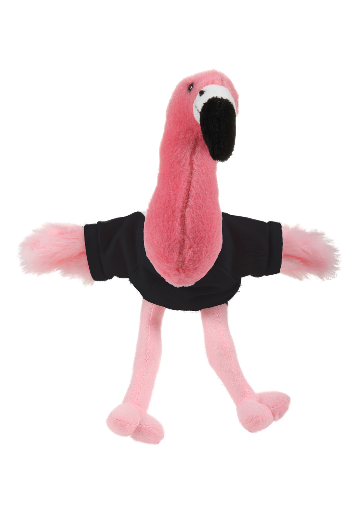 Soft Plush Sitting Flamingo waering a T-Shirt 18