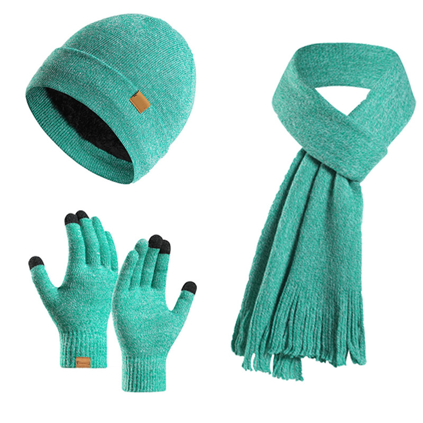 3PC Winter Beanie Scarf Gloves Set 9