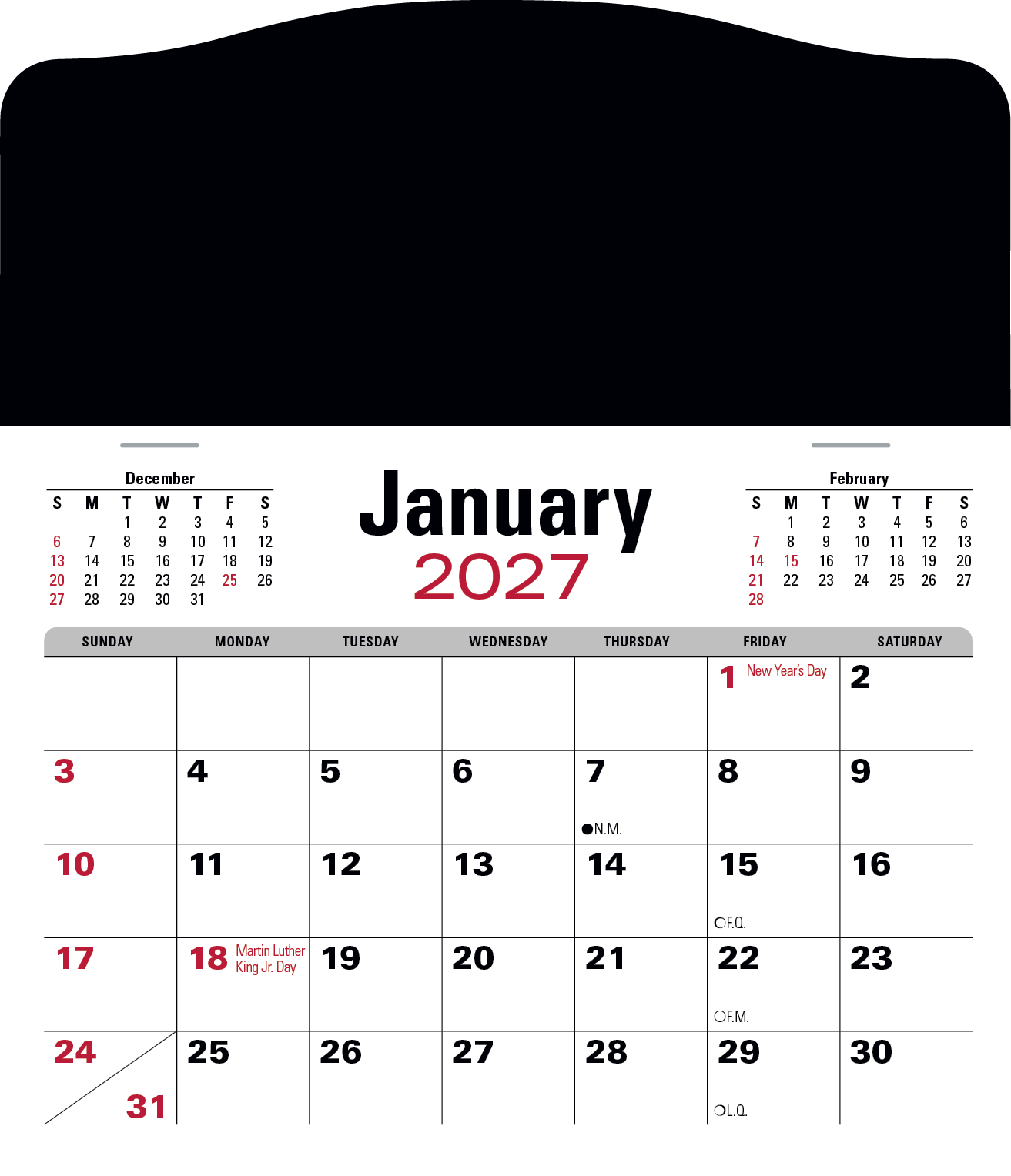Triumph® Calendars Press-N-Stick Jumbo Header with 3-Month Calendar 8