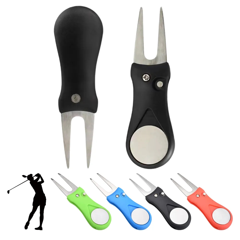 Foldable Golf Divot Tool Ball Marker Magnetic Pop-up Button
