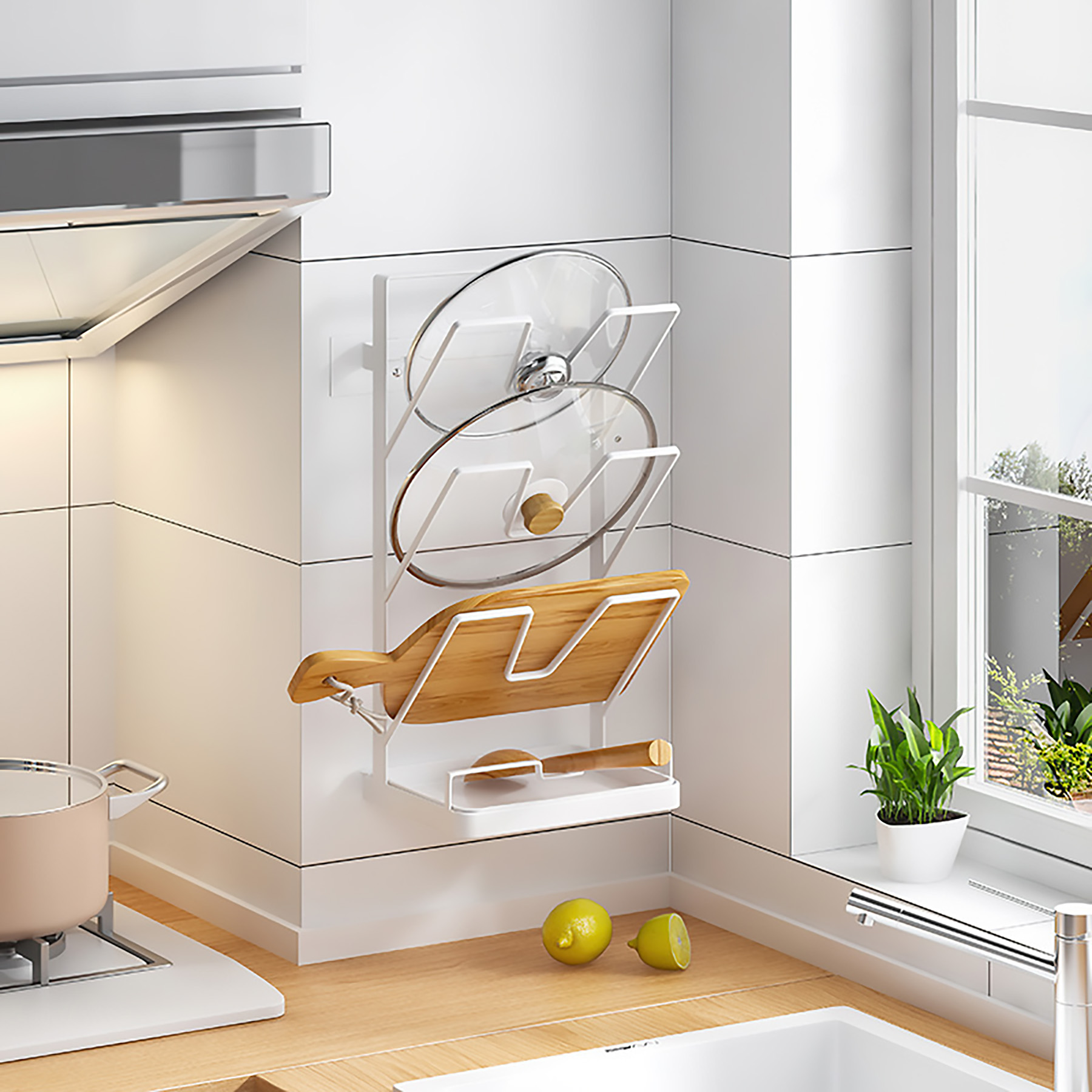 Iron Wall-Mounted Lid Storage Rack 5