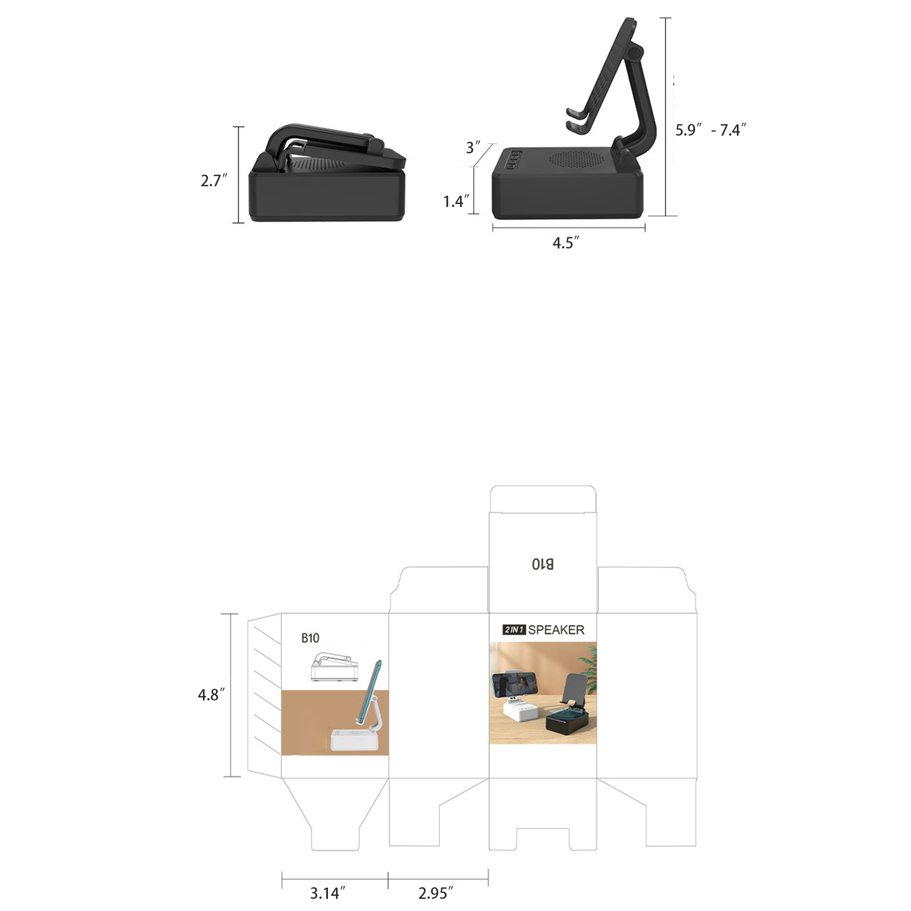 Cell Phone Stand with Wireless Bluetooth Speaker 3