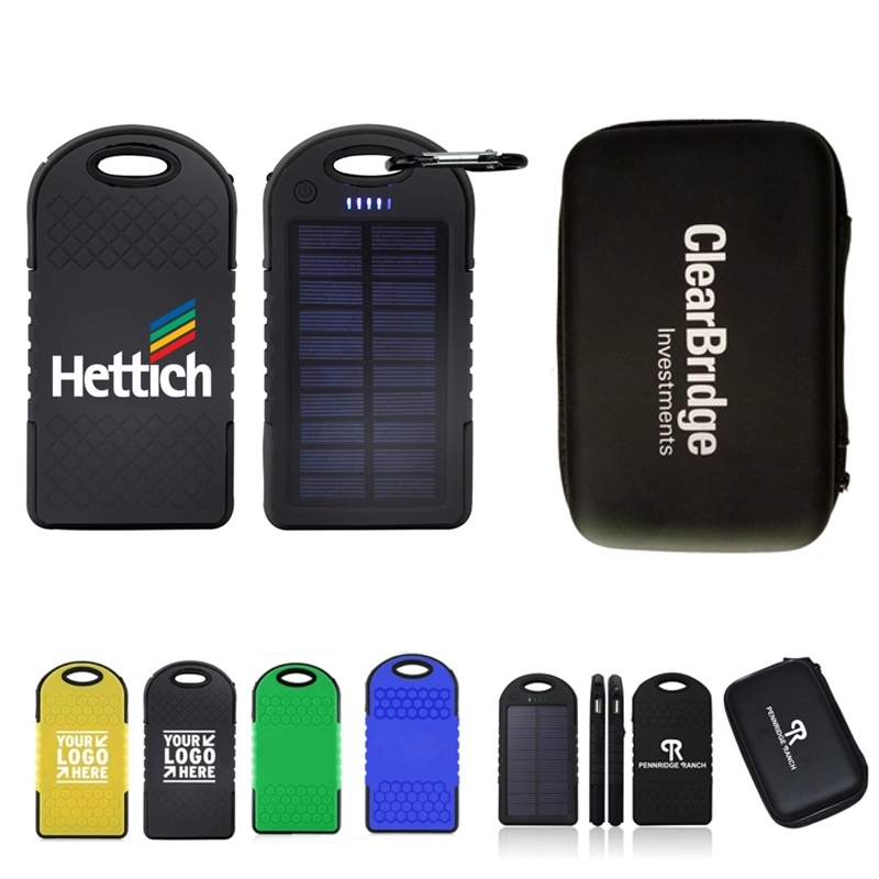 5000mAh Solar Power Bank Kit in Zipper Case with Logo Print 4