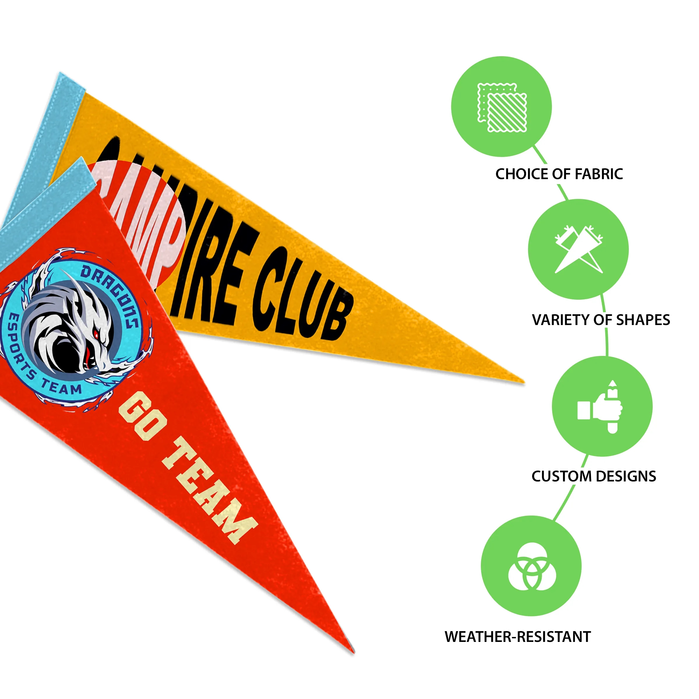 4"x10" Custom Full Color Printed Felt Pennant 5
